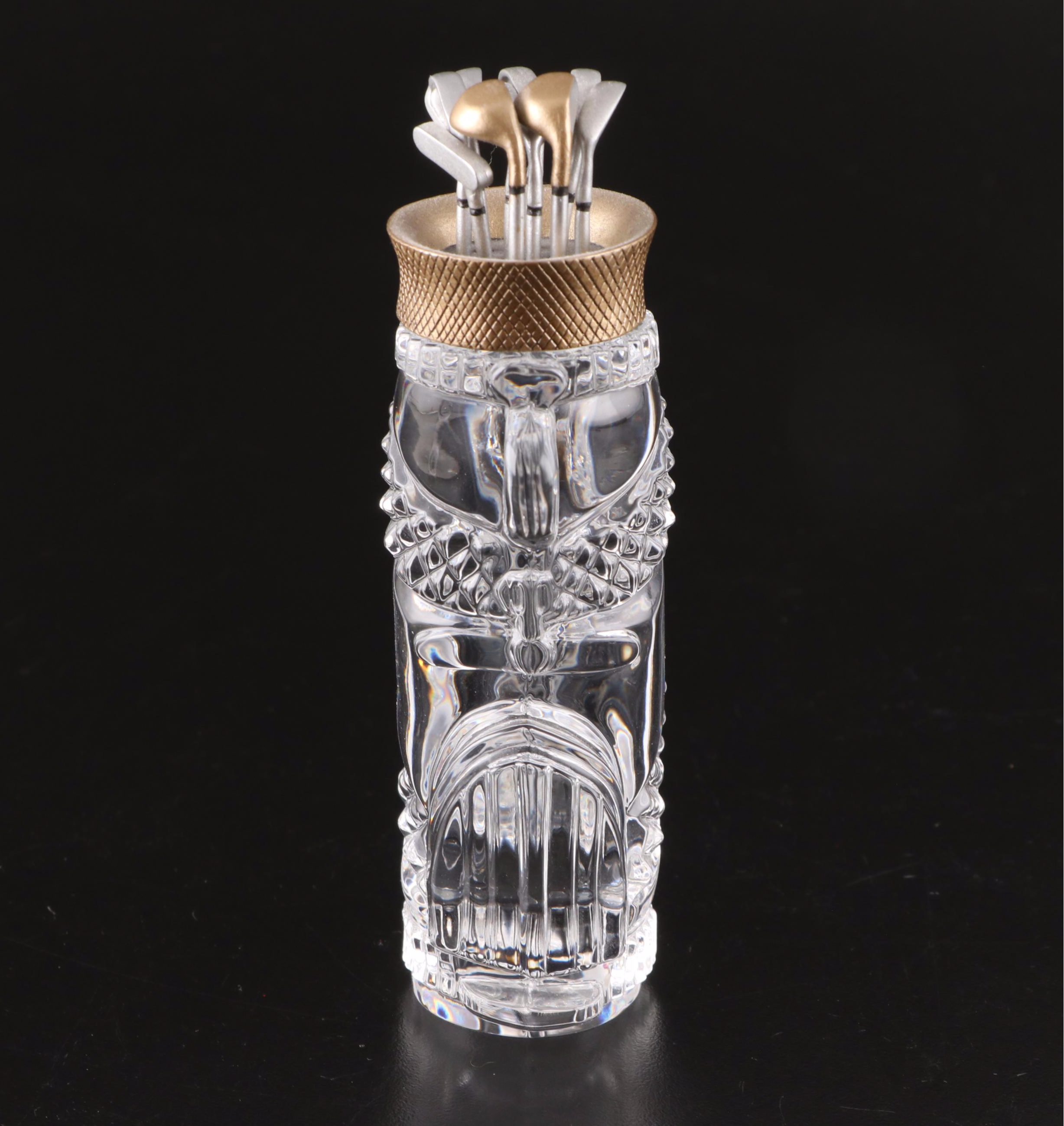 Waterford Crystal Golf Bag Figurine With Kosta and Other Glass Paperweight