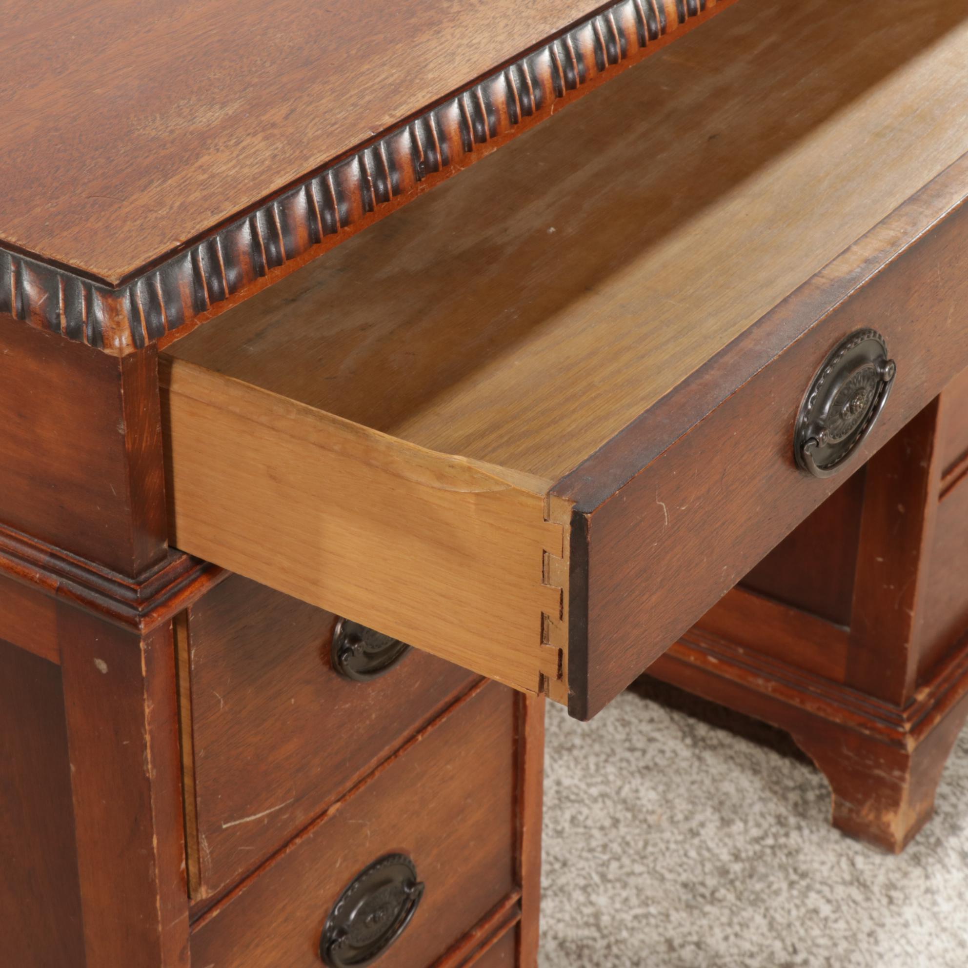 Mahogany Kneehole Desk, Early to Mid 20th Century
