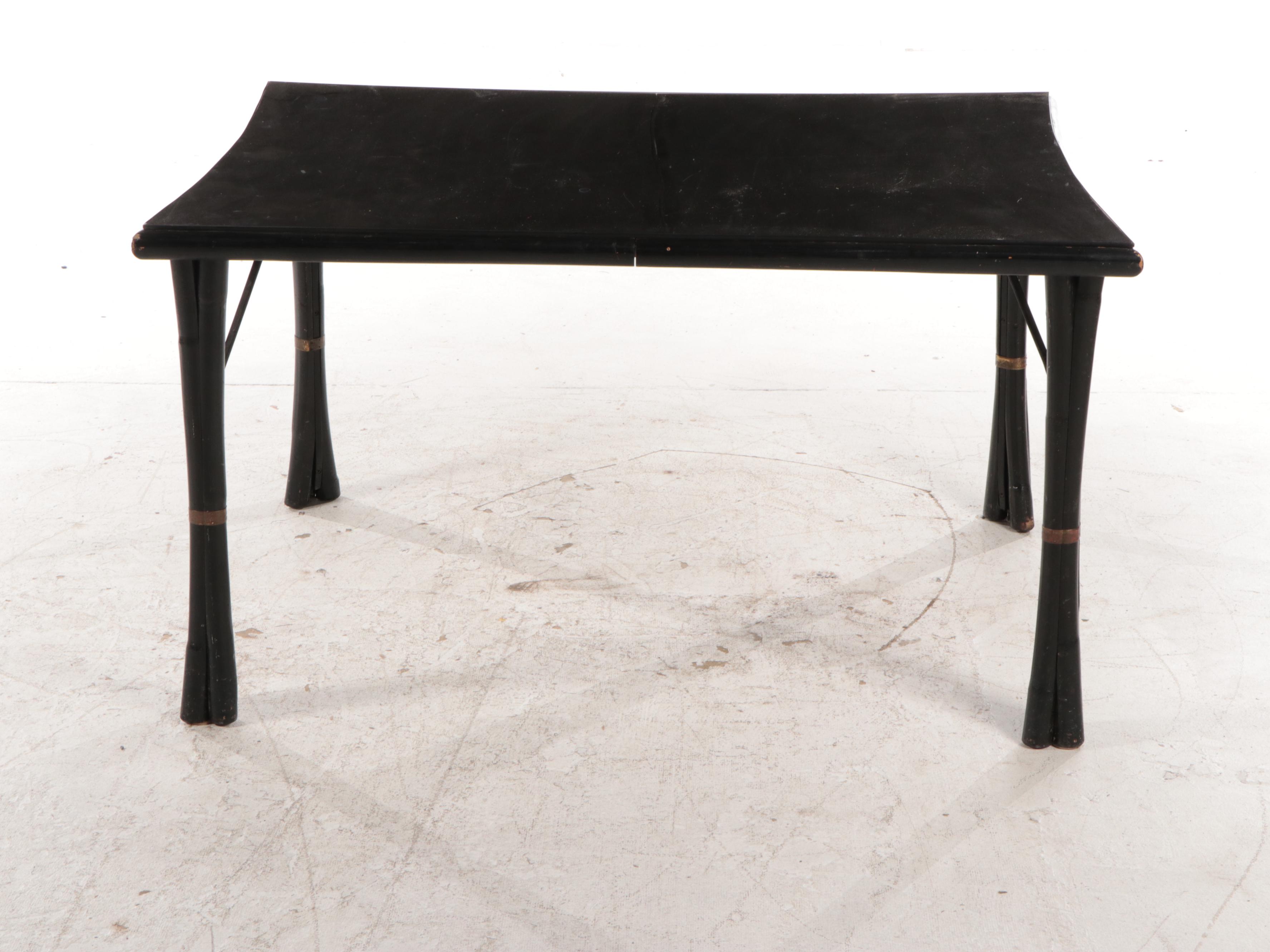 Herbert Ritts Tropitan Painted Bamboo and Vinyl Upholstered Dining Set, 1950s