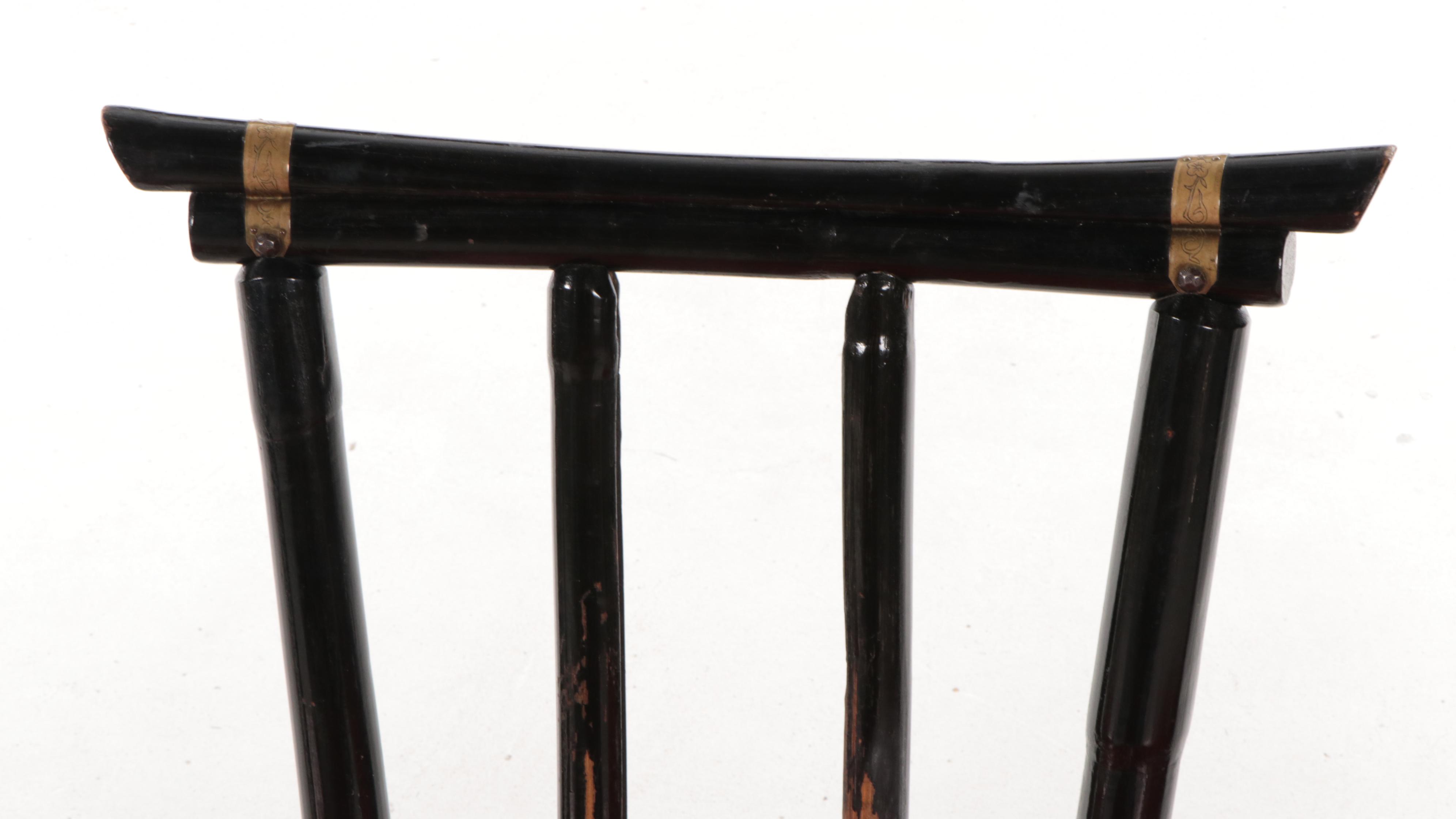 Herbert Ritts Tropitan Painted Bamboo and Vinyl Upholstered Dining Set, 1950s