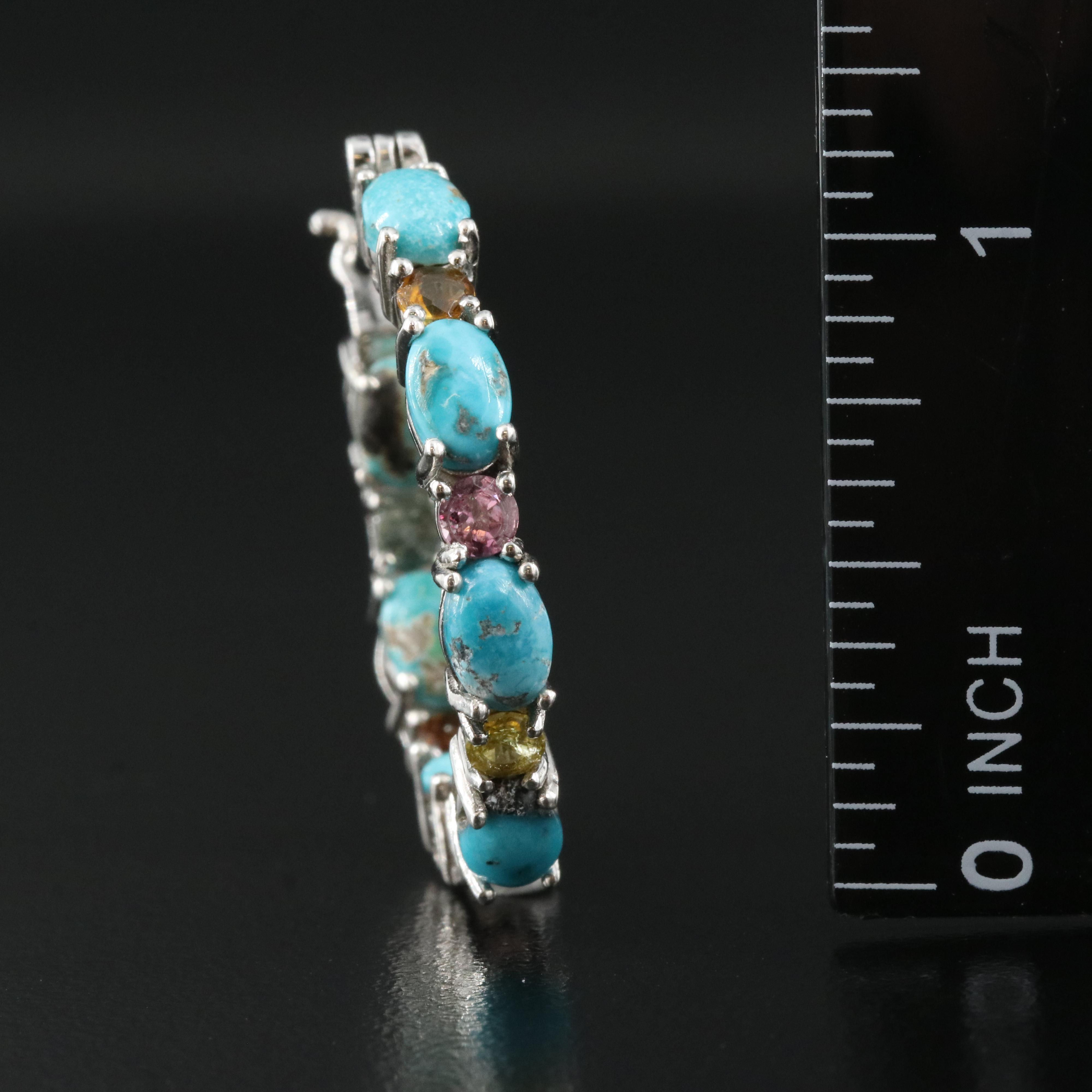 Sterling Inside-Out Hoop Earrings Including Turquoise, Tourmaline and Citrine