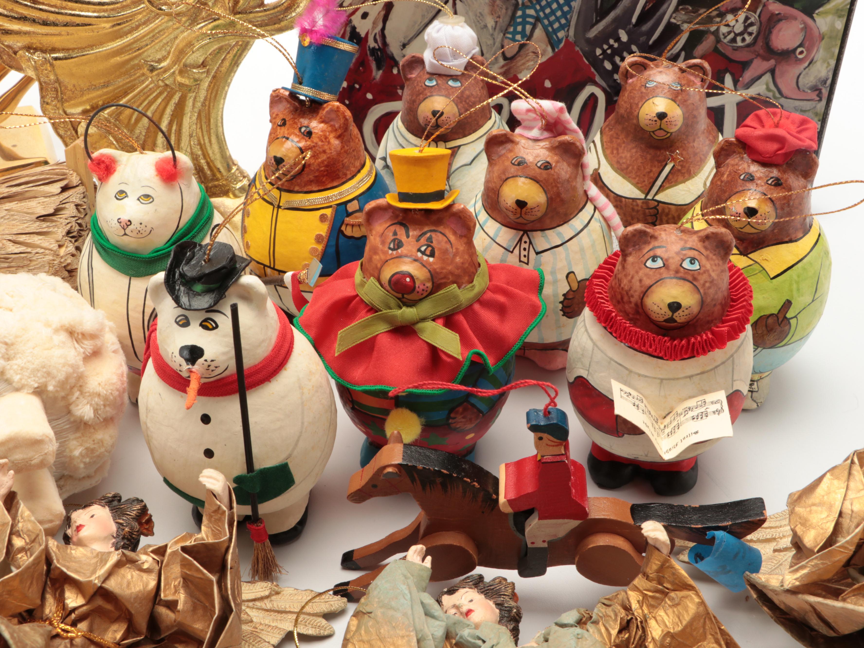 Nancy Thomas "Celebrate" Wood Plaque With More Christmas Decorations