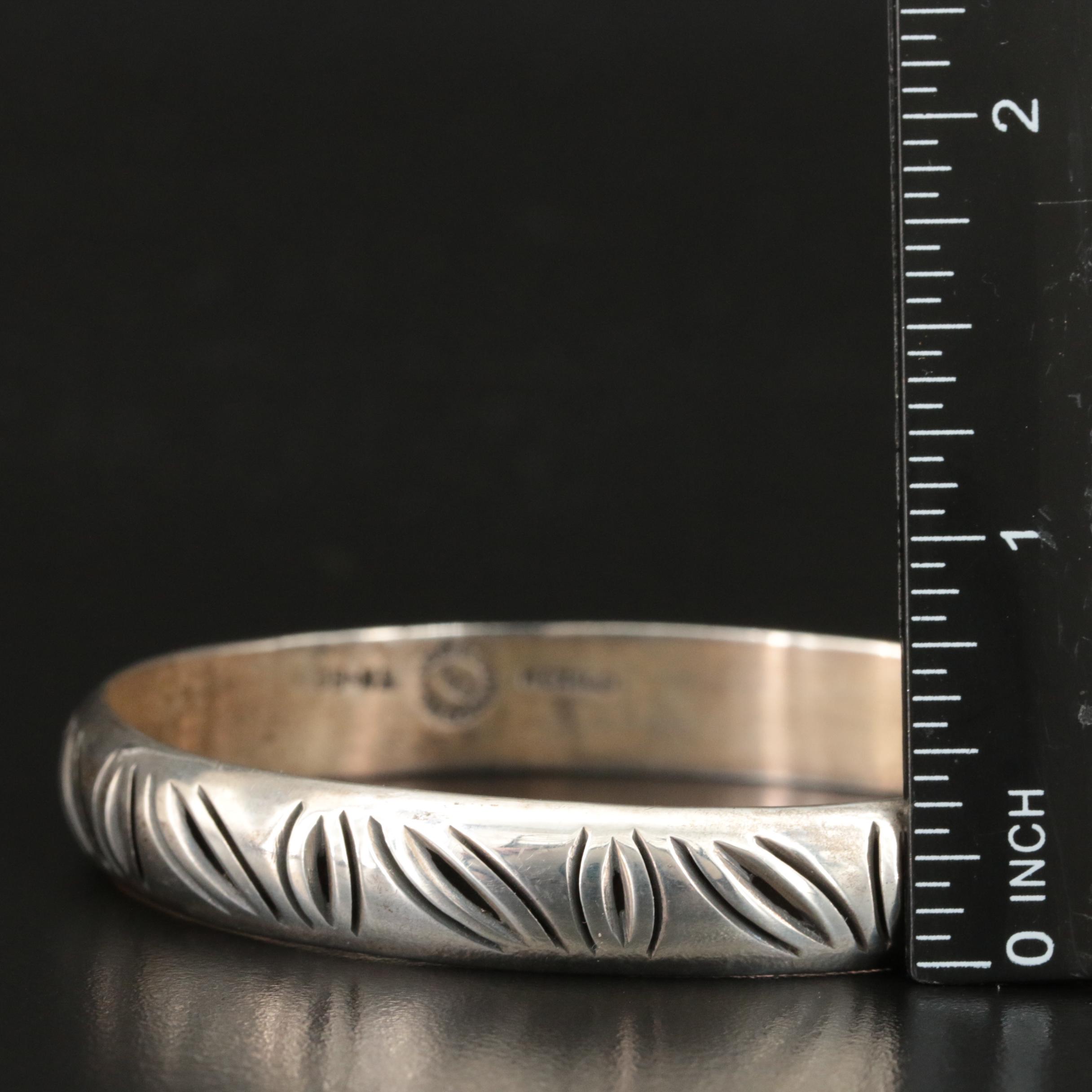 Pandora Mesh Bracelet with Love Clip, Mexican Bangle and Knot Cuff in Sterling