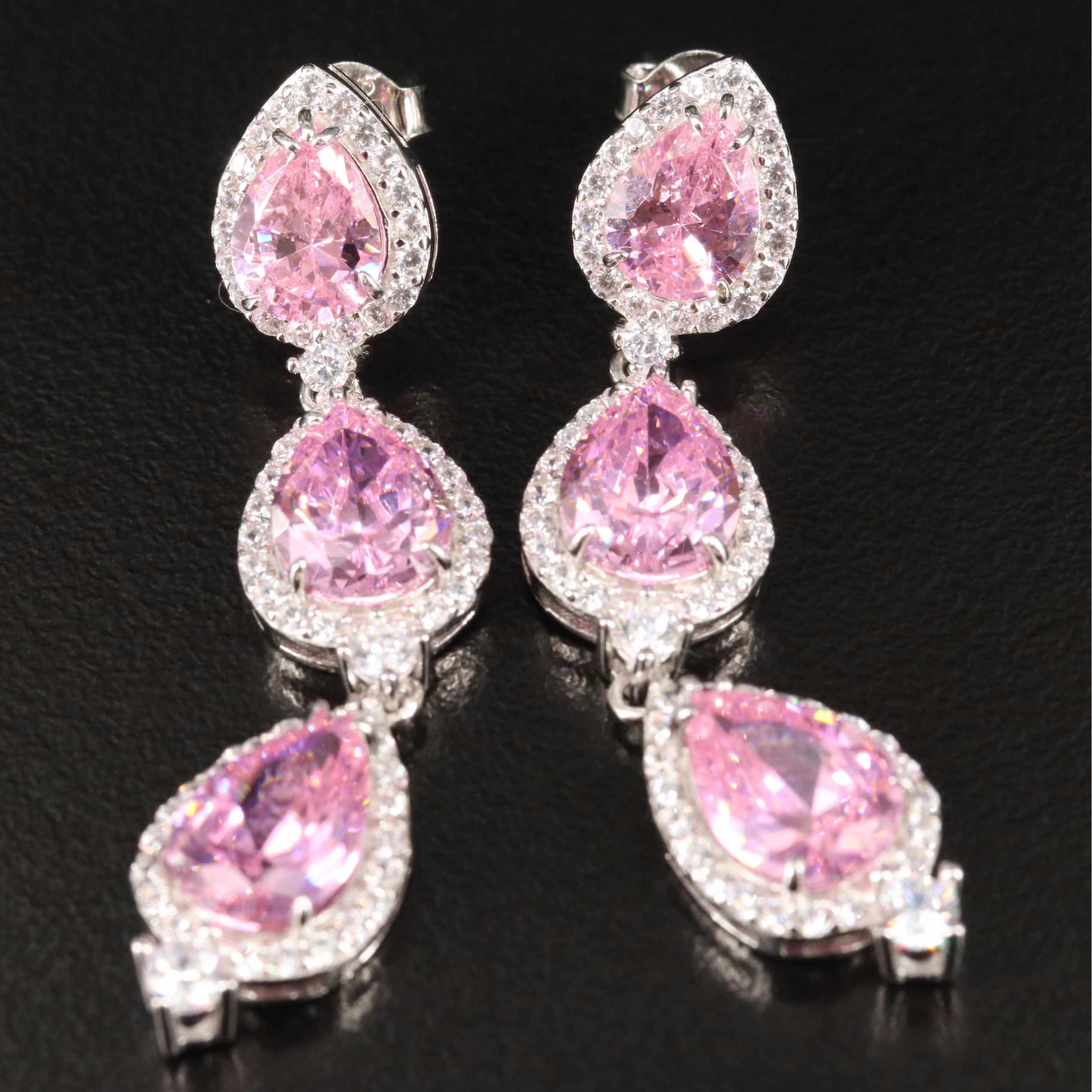 Sterling Cubic Zirconia Dangle Earrings