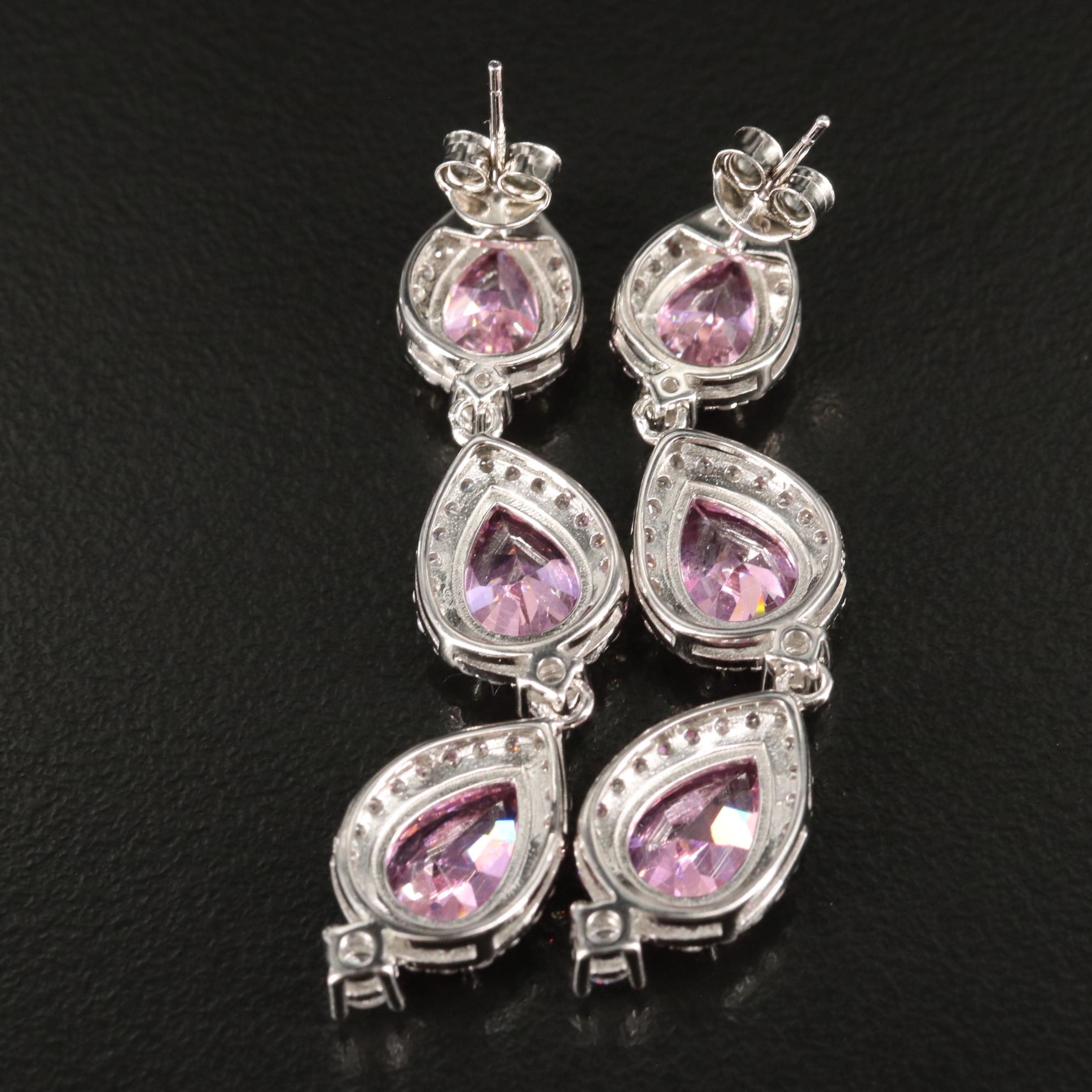 Sterling Cubic Zirconia Dangle Earrings