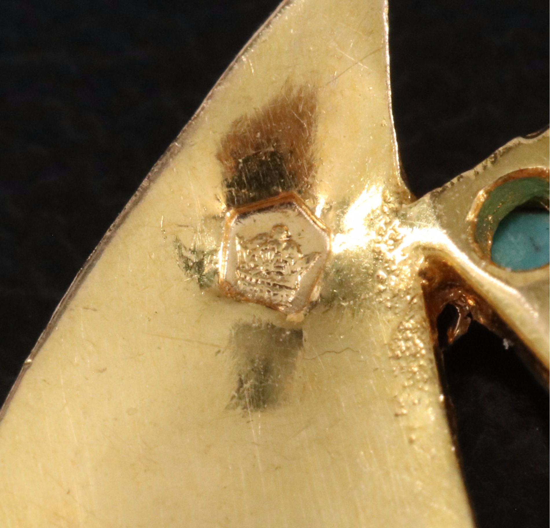 18K Turquoise Turkey Brooch