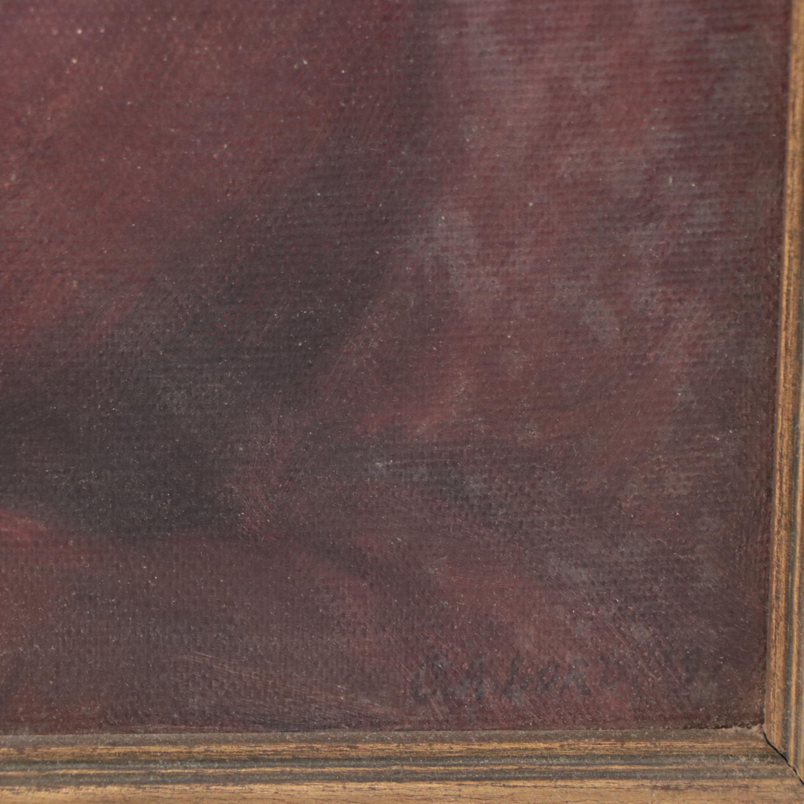 Caroline Augusta Lord  Oil Painting of Woman Knitting, Late 19th Century