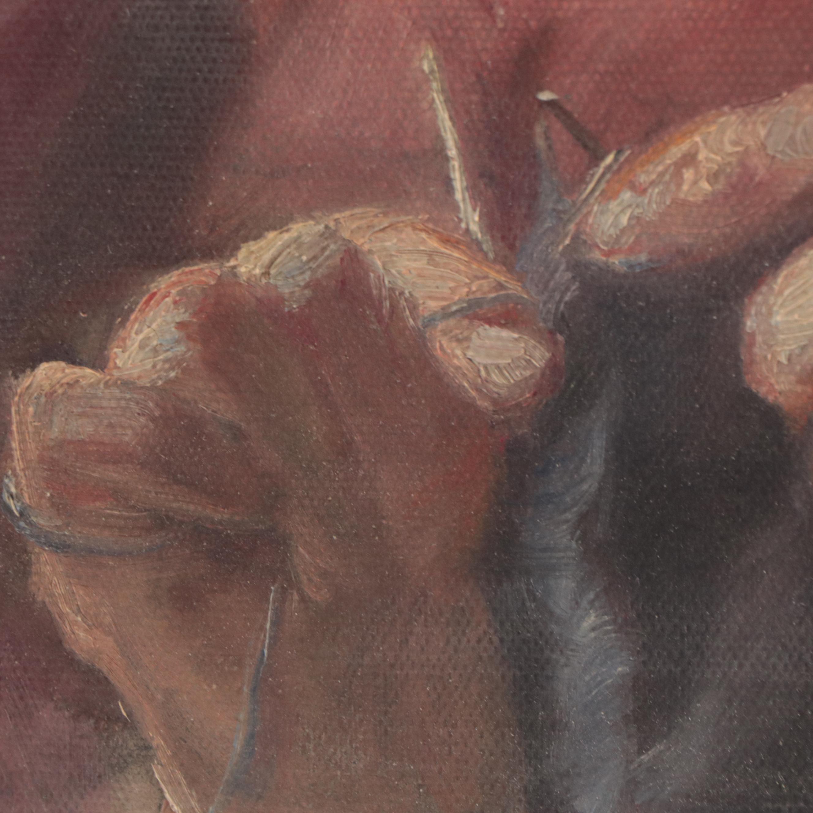 Caroline Augusta Lord  Oil Painting of Woman Knitting, Late 19th Century