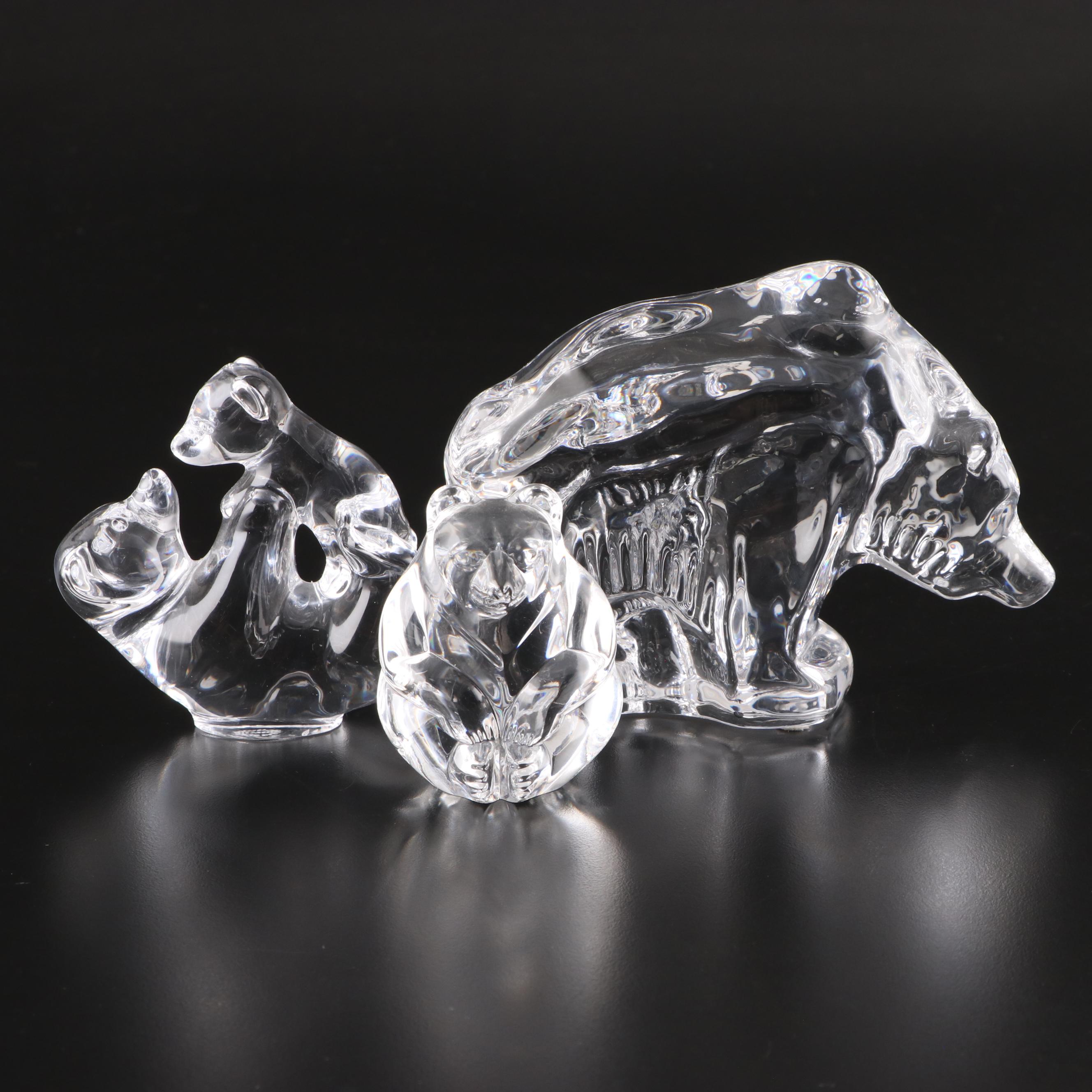 Orrefors, Sevres, and Steuben Crystal Polar Bear Figurines