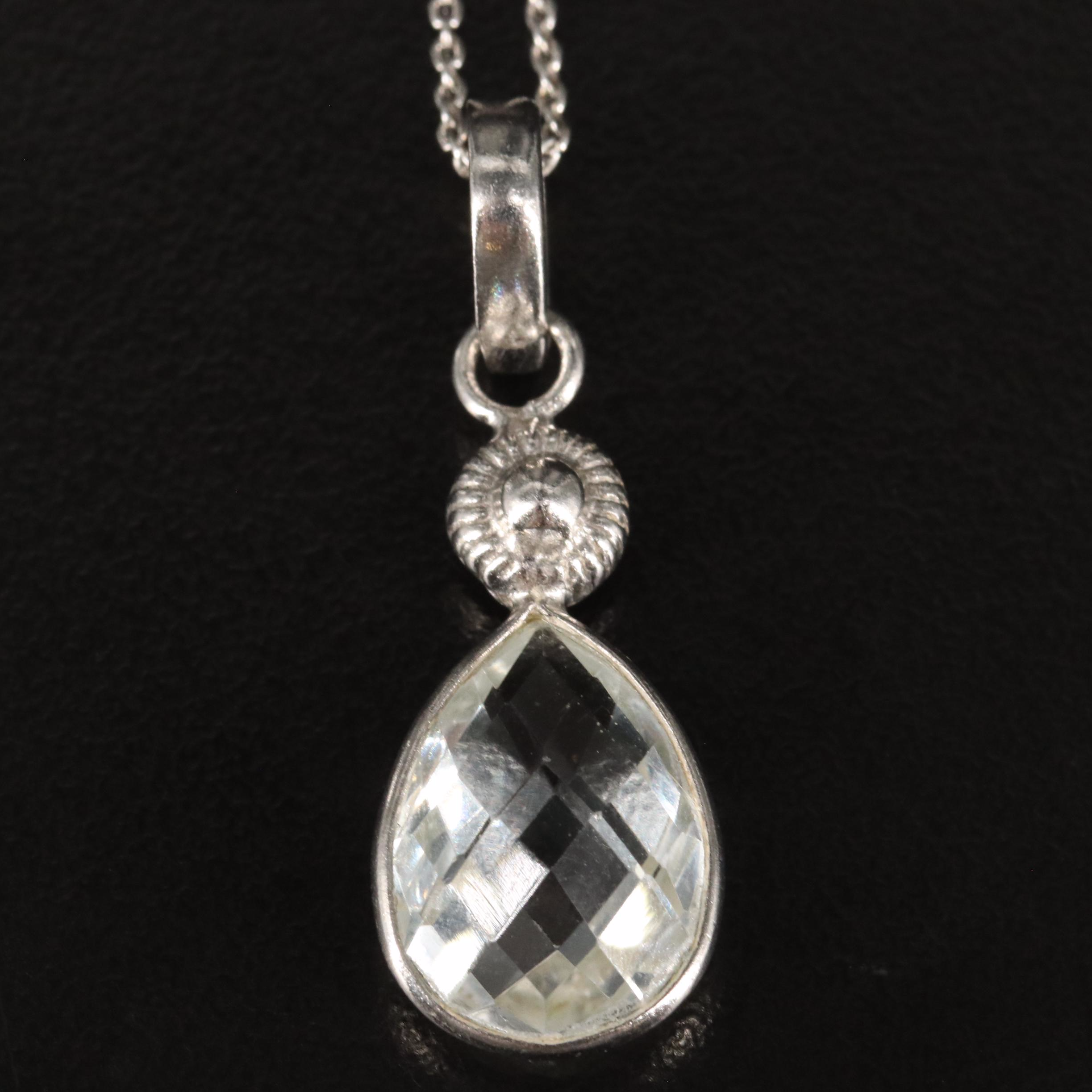 Sterling White Topaz Pendant Necklace
