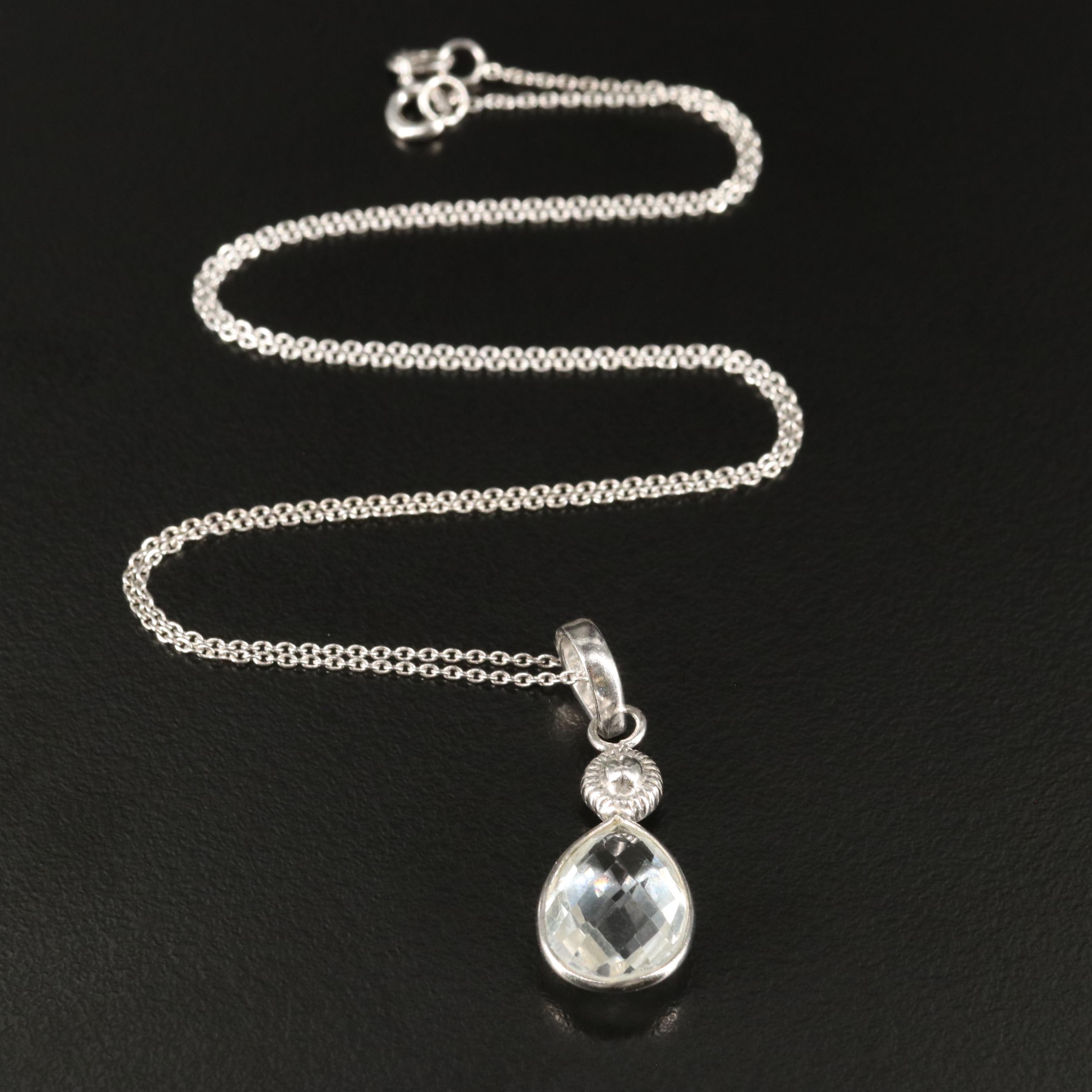 Sterling White Topaz Pendant Necklace