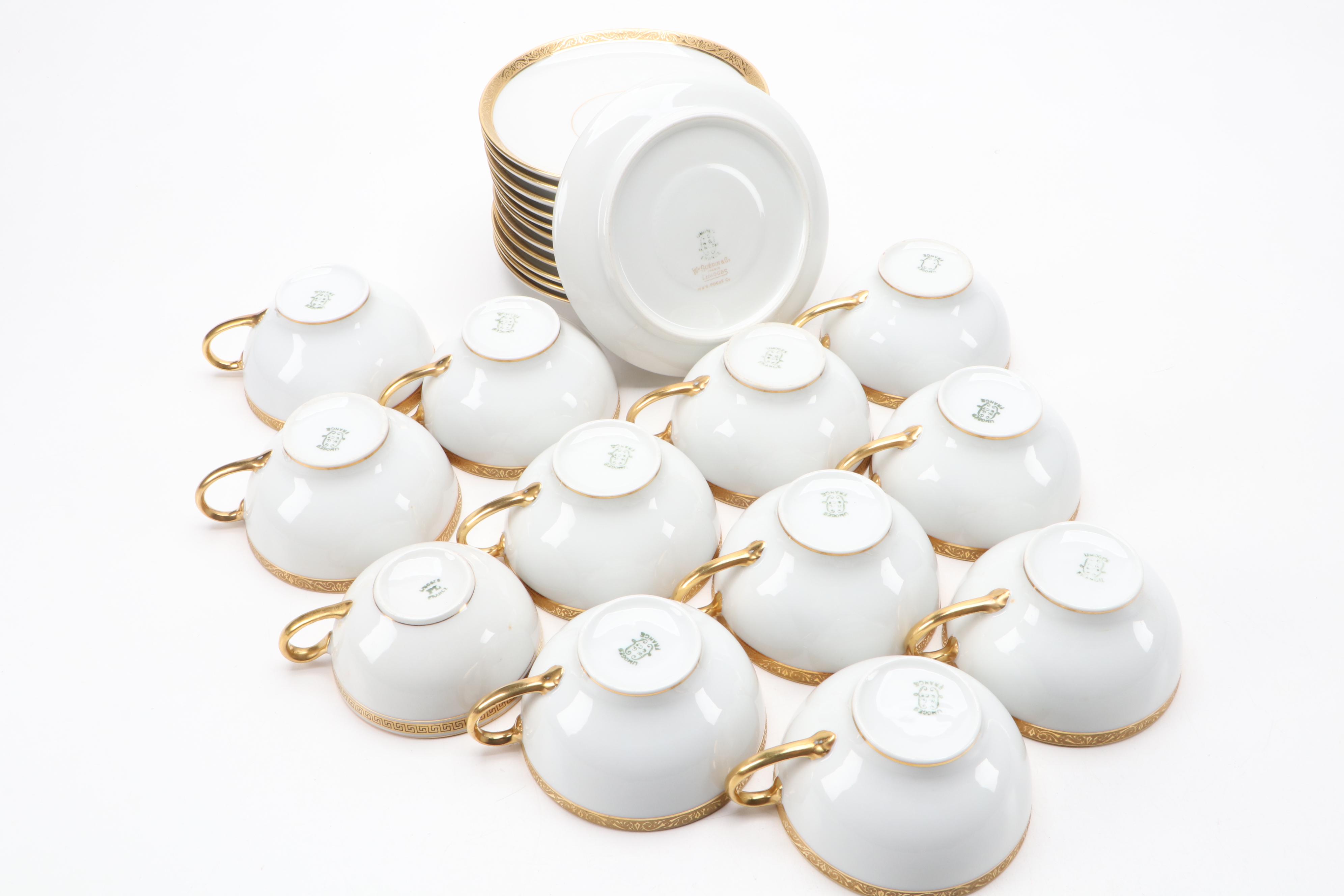 Wm. Guerin and Other Limoges Gilt Rimmed Porcelain Dinnerware