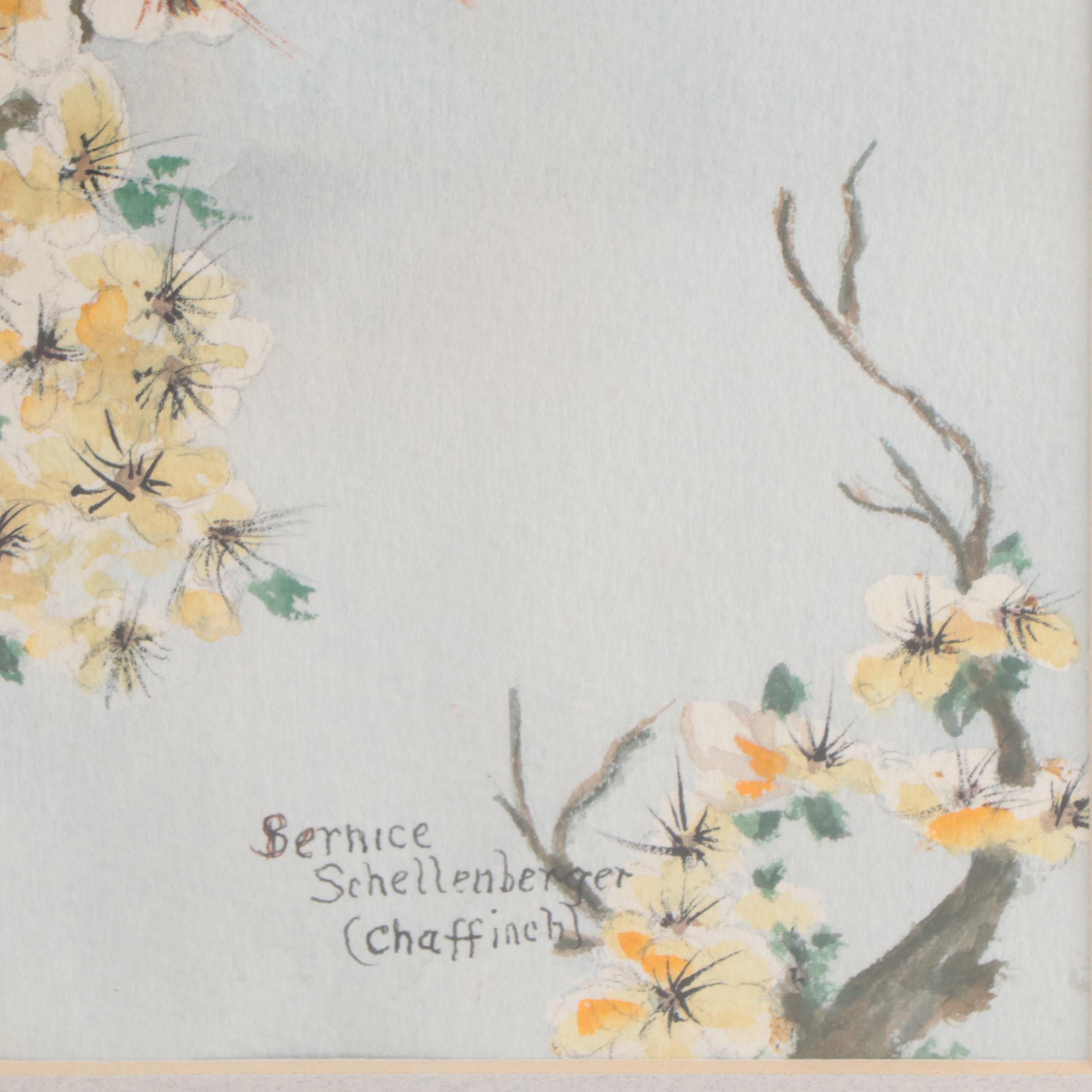 Bernice Schellenberger Watercolor Painting of Bird "Chaffinch" and More