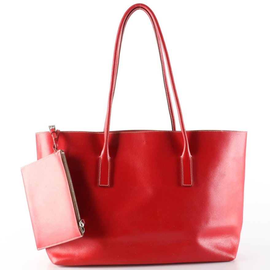 Prada Tote Bag with Pouch in Red Leather