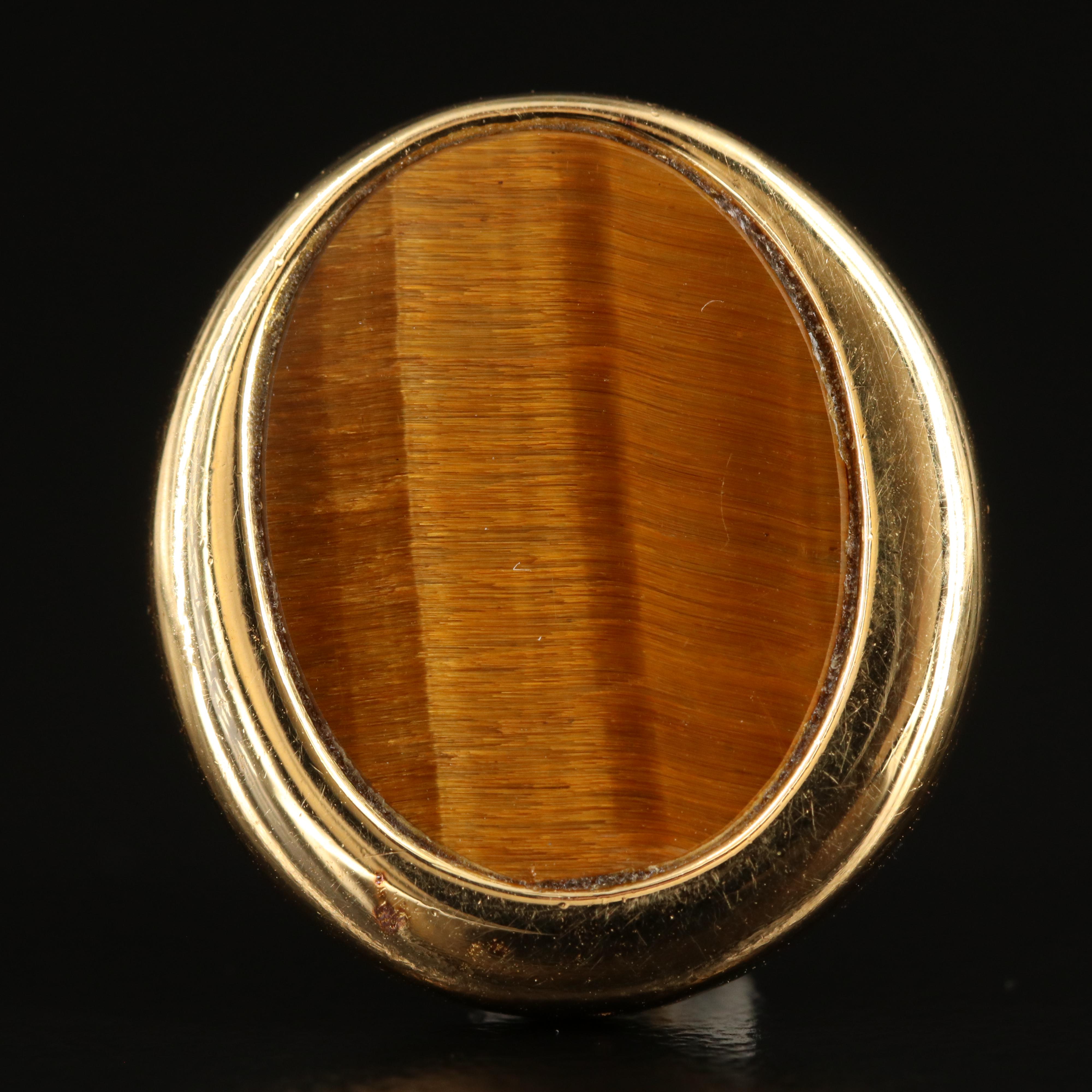 18K Tiger's Eye Button Earrings