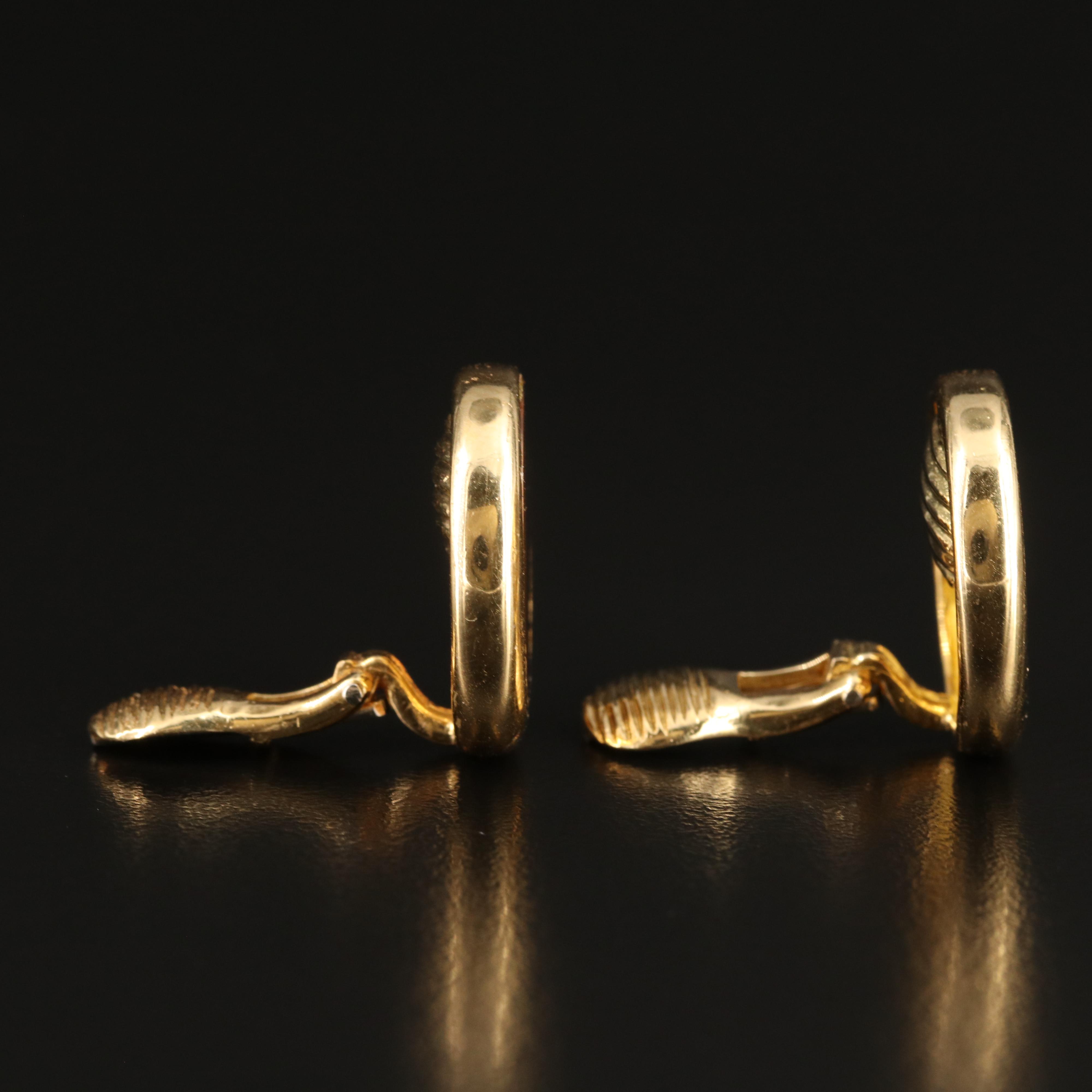 18K Tiger's Eye Button Earrings