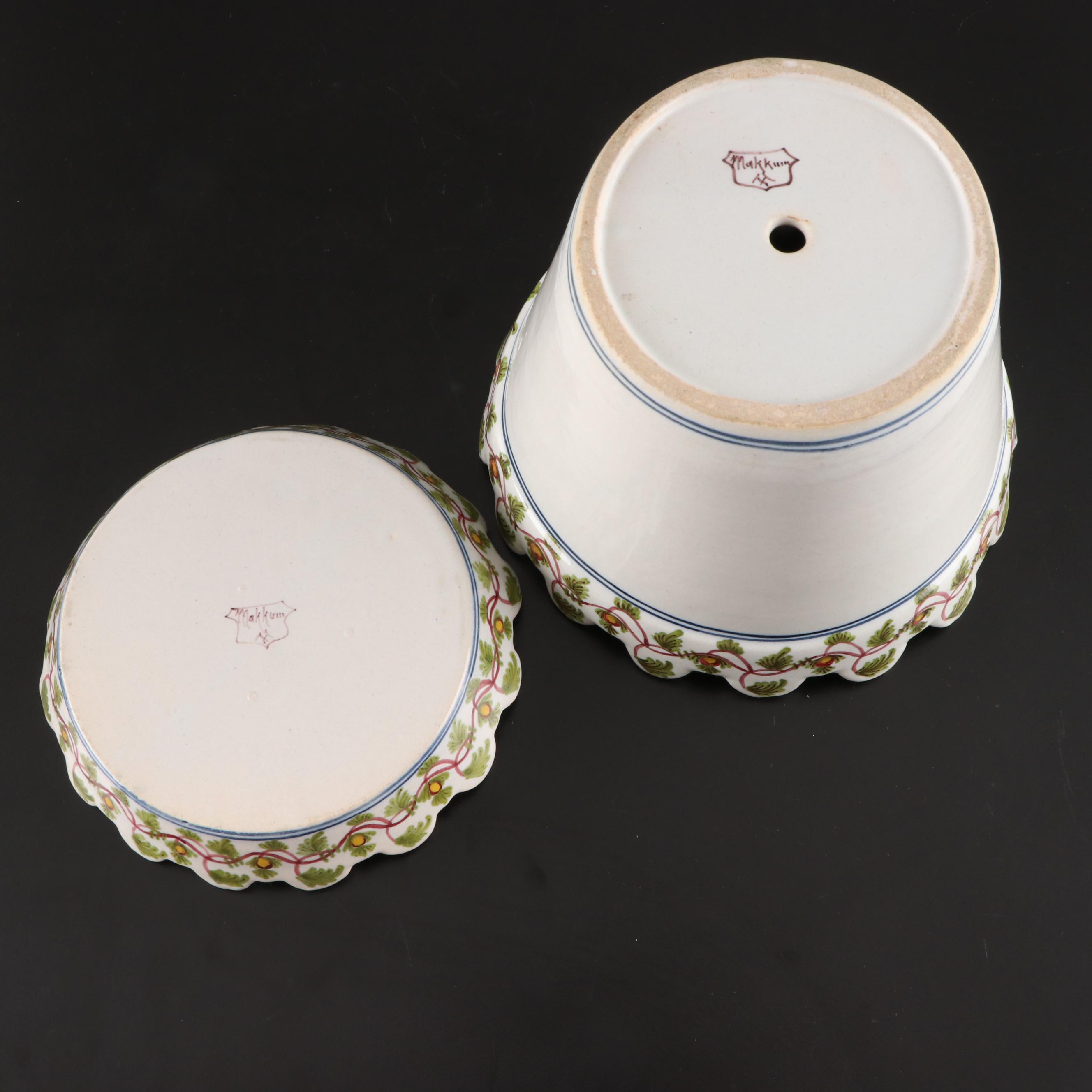 Makkum Pottery and Other Hand-Painted Porcelain Flower Pot