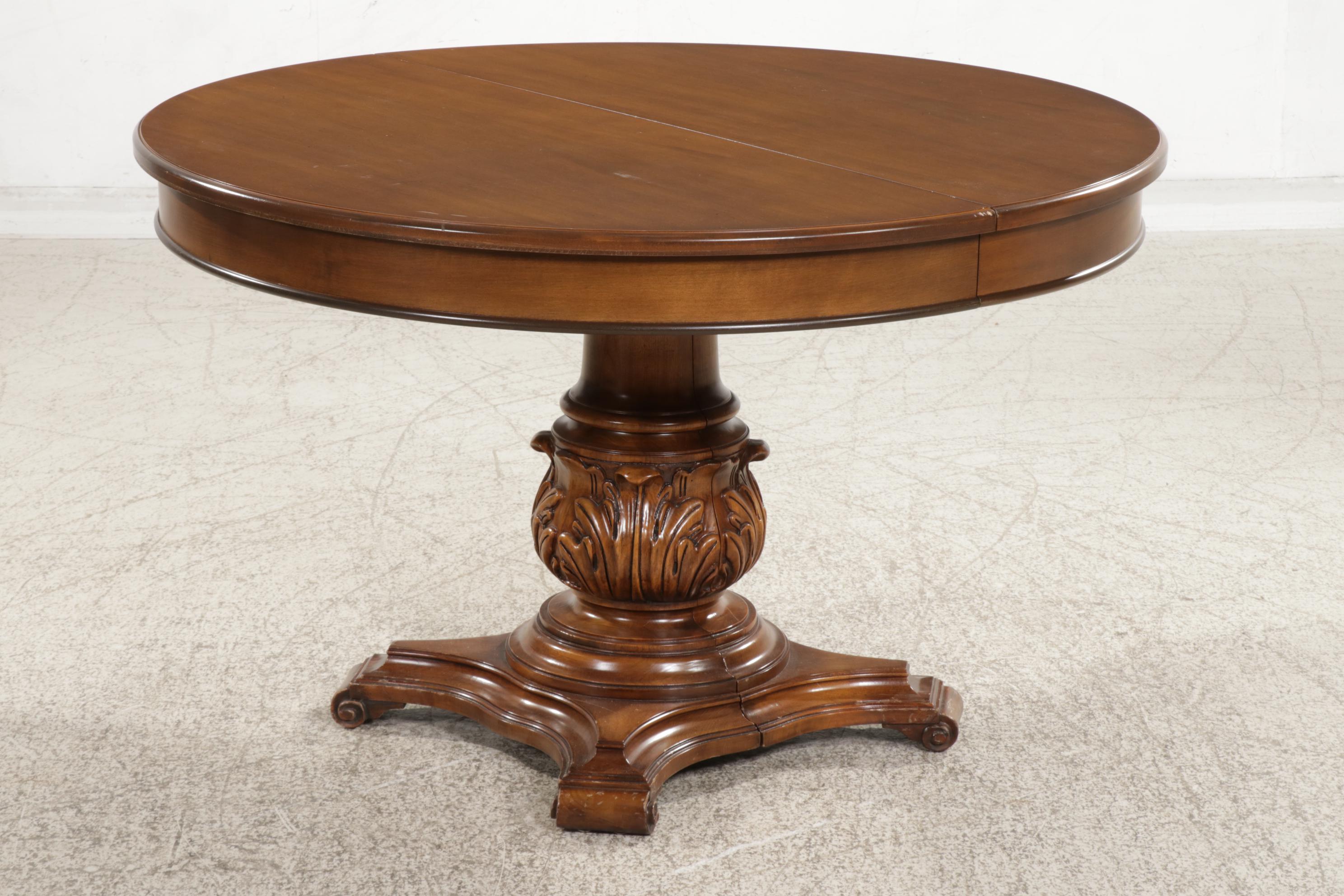 Venetian Style Pedestal Extension Dining Table and Four Chairs