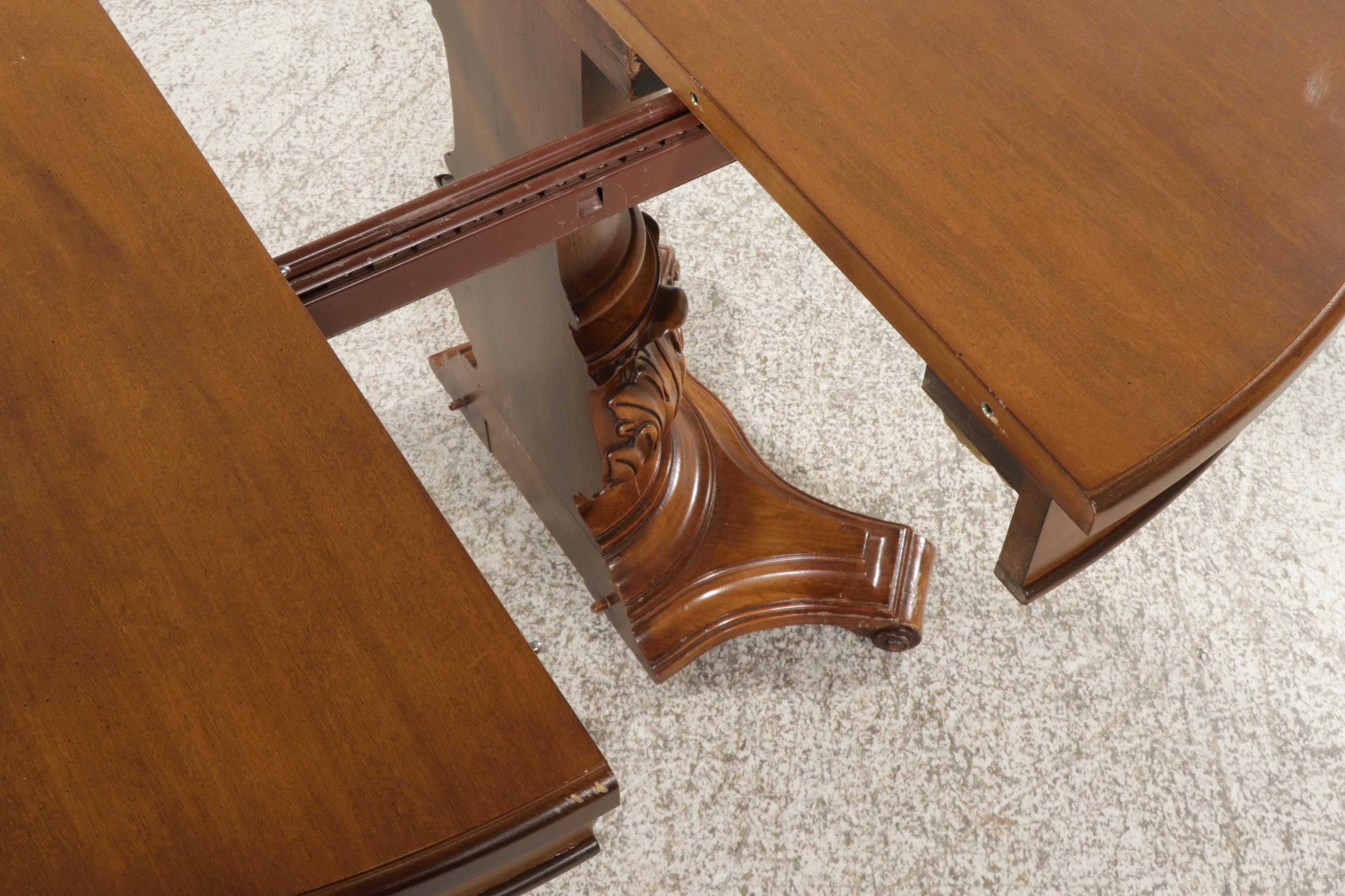 Venetian Style Pedestal Extension Dining Table and Four Chairs