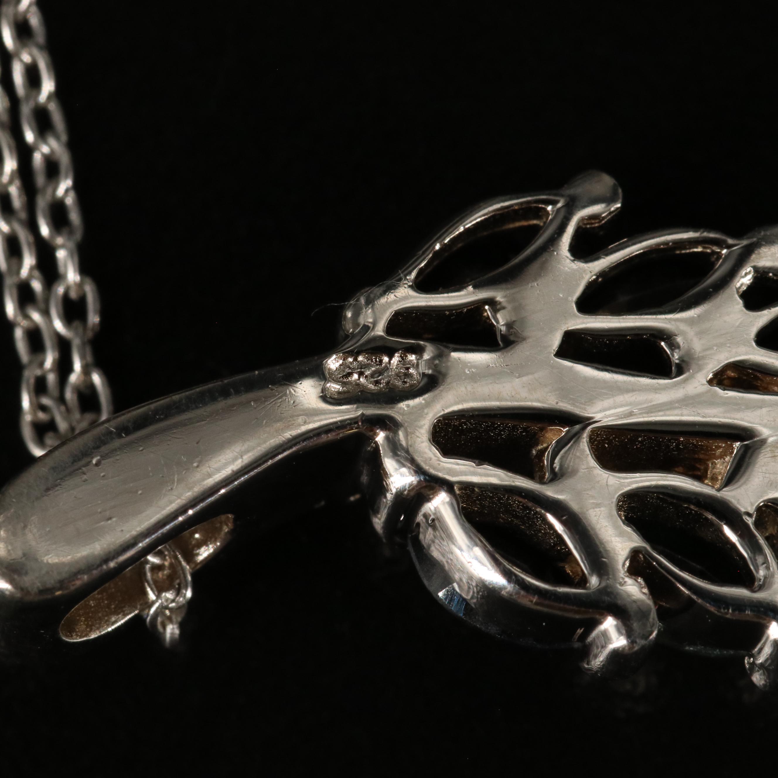 Sterling Sapphire Leaf Pendant Necklace