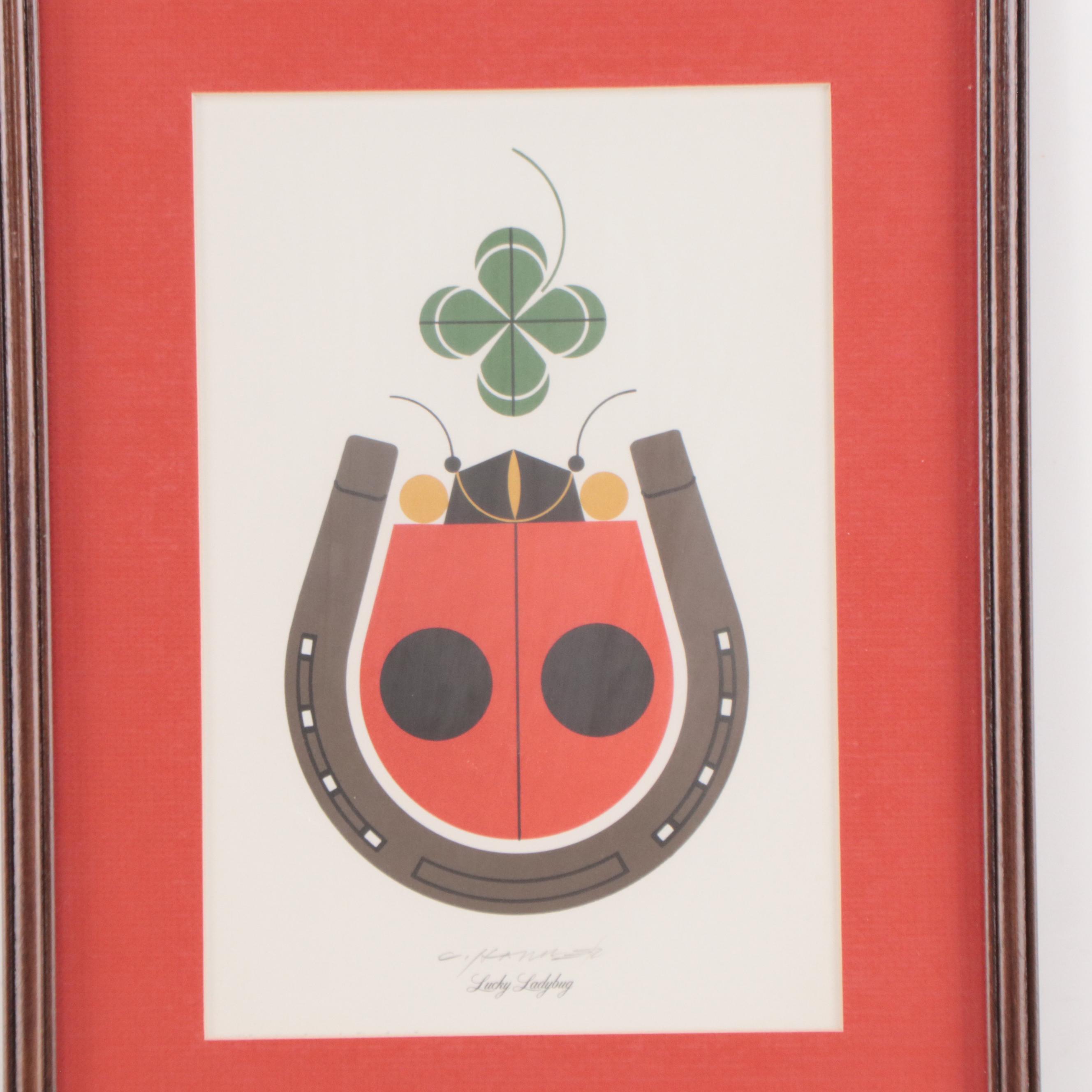 Charley Harper Lithograph "Lucky Ladybug," 1983
