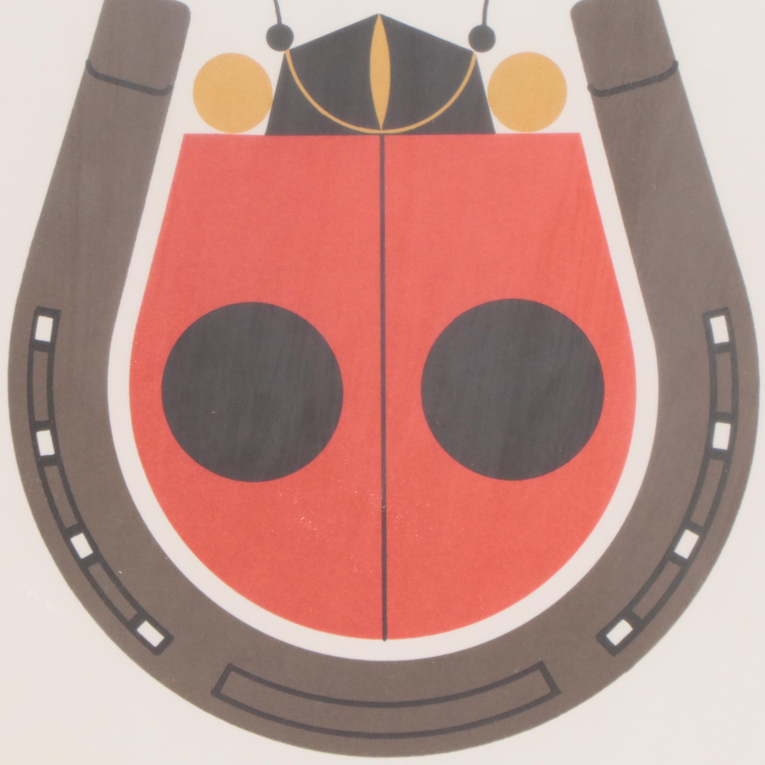 Charley Harper Lithograph "Lucky Ladybug," 1983