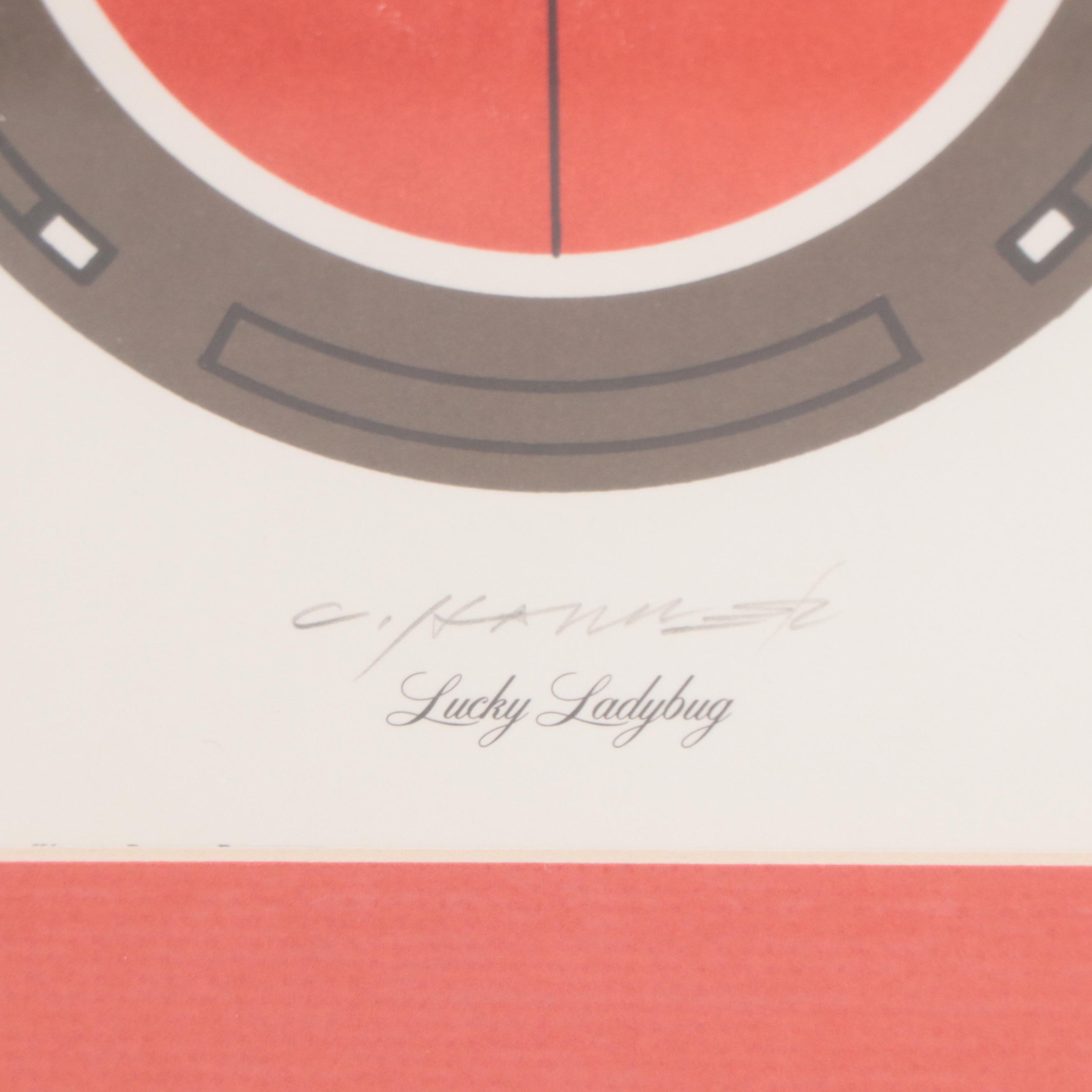 Charley Harper Lithograph "Lucky Ladybug," 1983