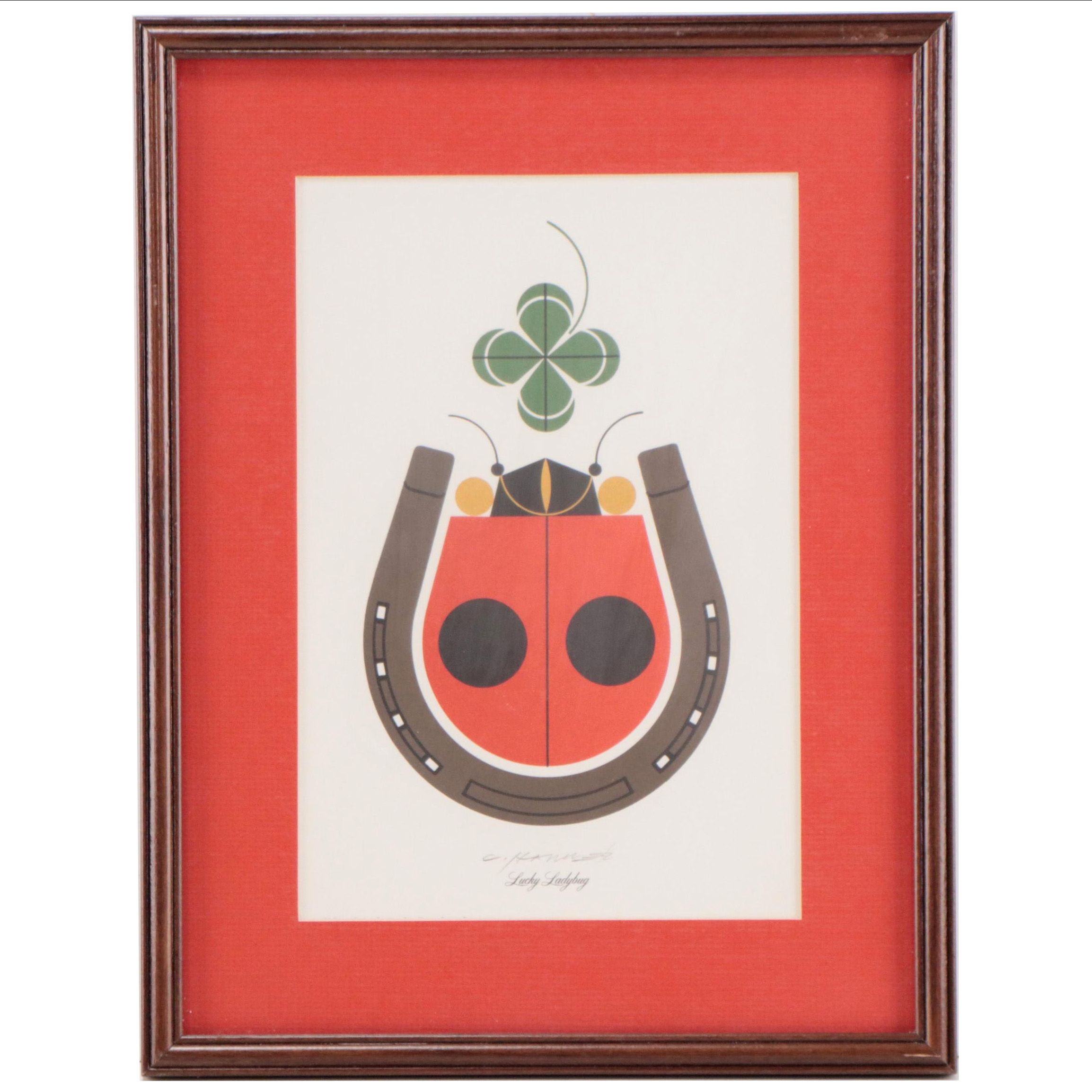 Charley Harper Lithograph "Lucky Ladybug," 1983