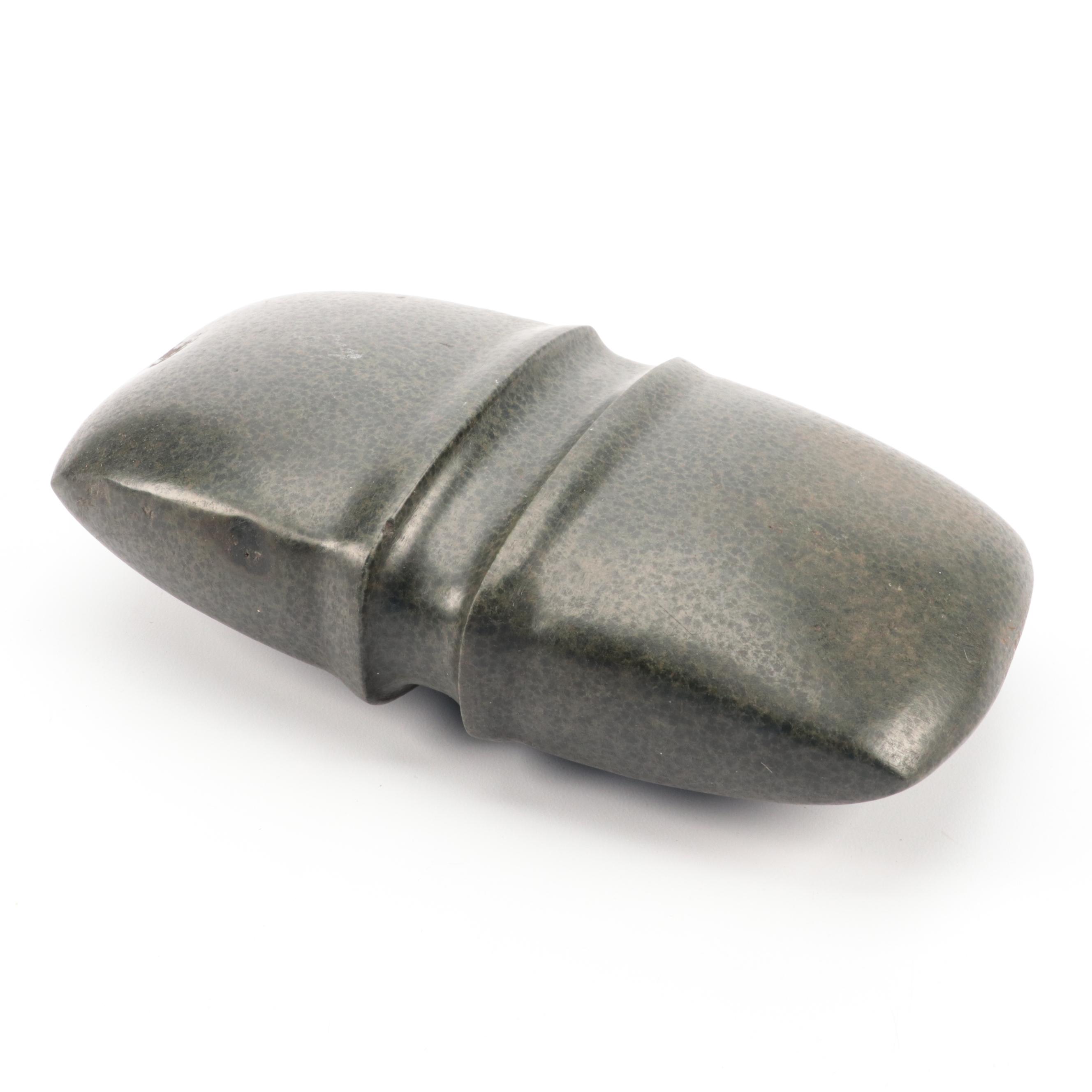 Jasper Hand-Carved Grooved Stone Axe Head