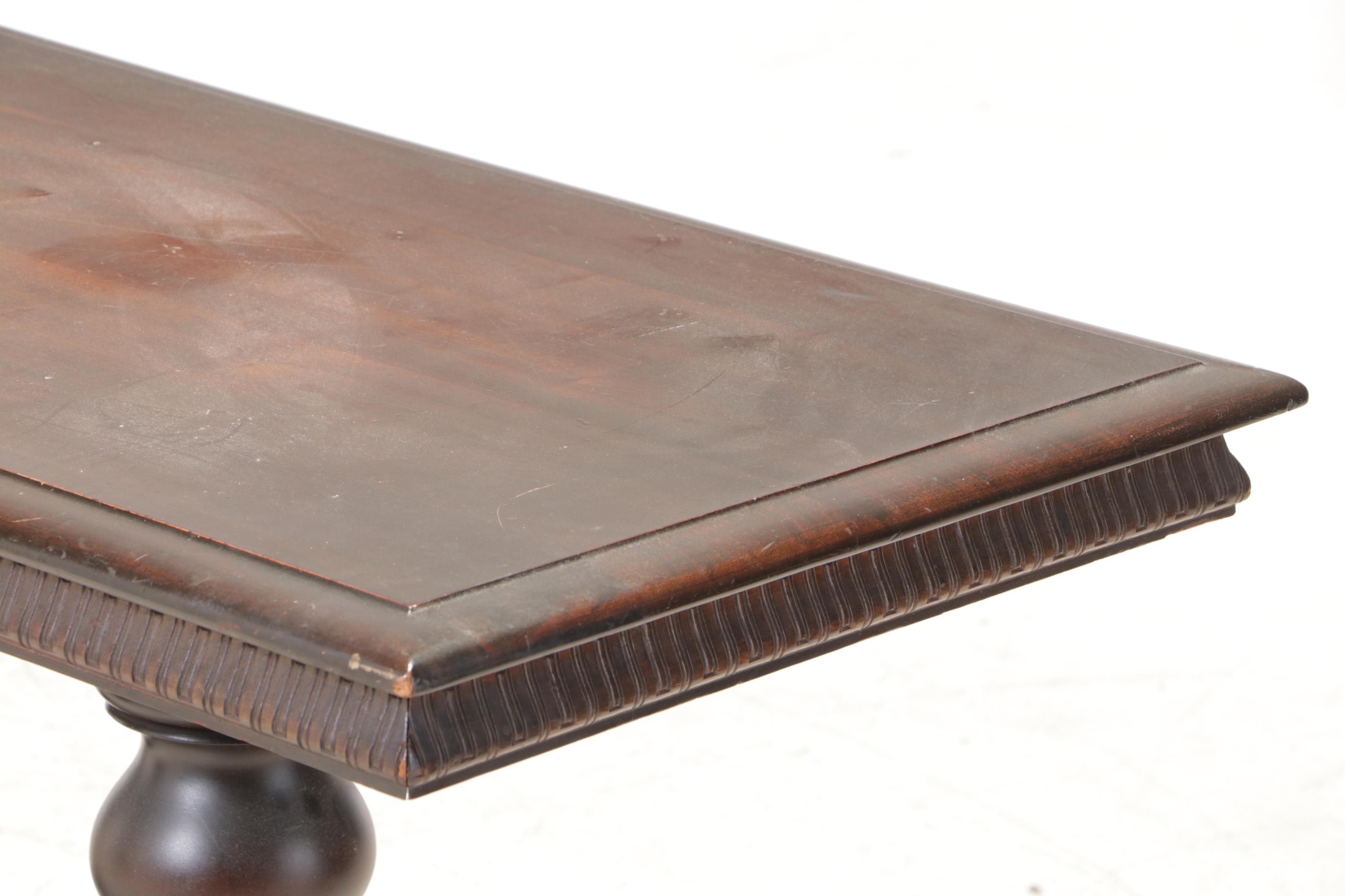 Tudor Revival Walnut Finish Hardwood Console Table, Mid-20th Century