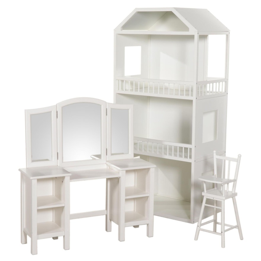 Pottery Barn Kids Woodbury Götz Dollhouse, Madeline Vanity and Doll Highchair