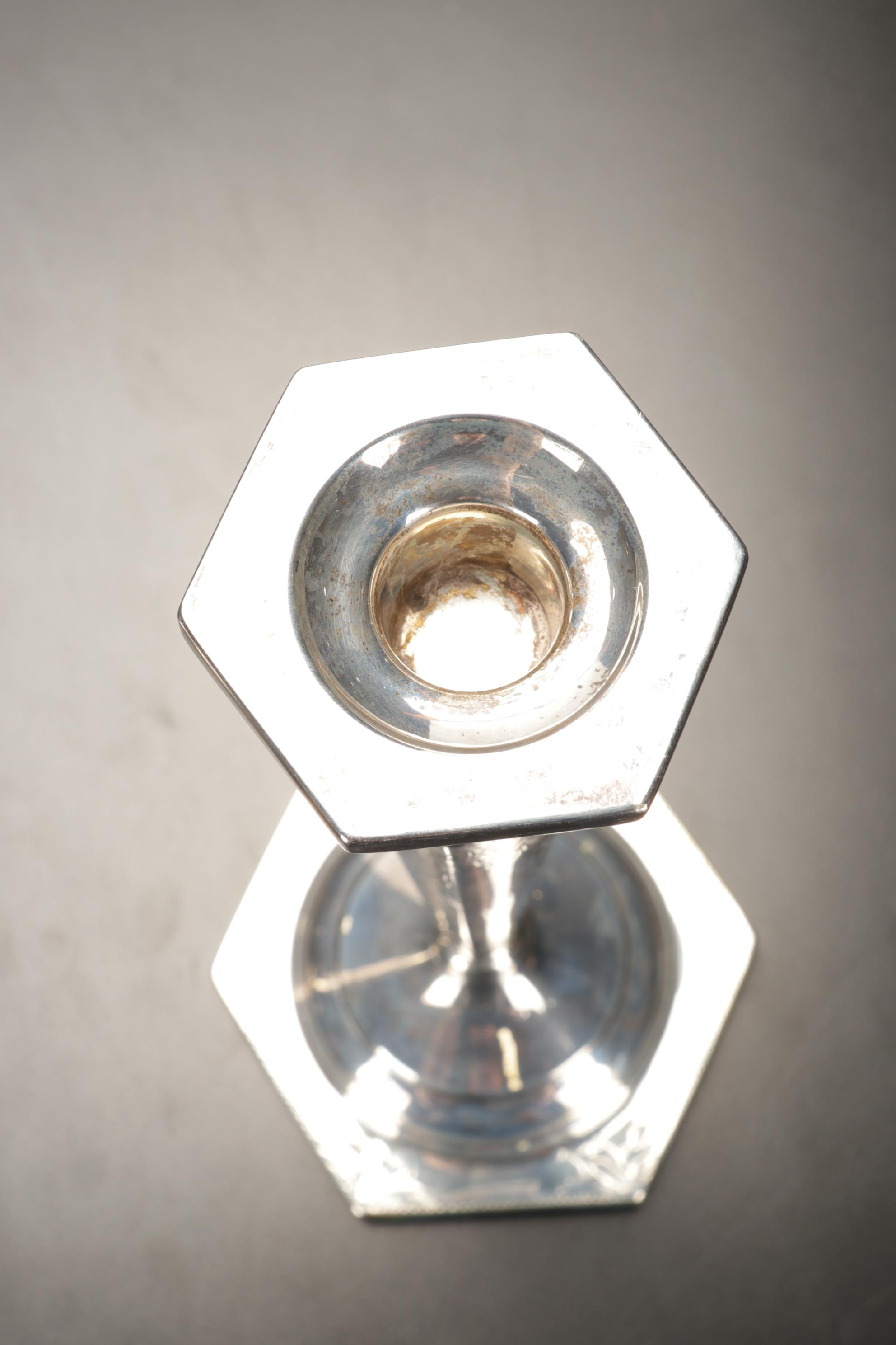 Sterling Silver Candlesticks, Salt and Pepper Shakers, Bowl, and Cake Server