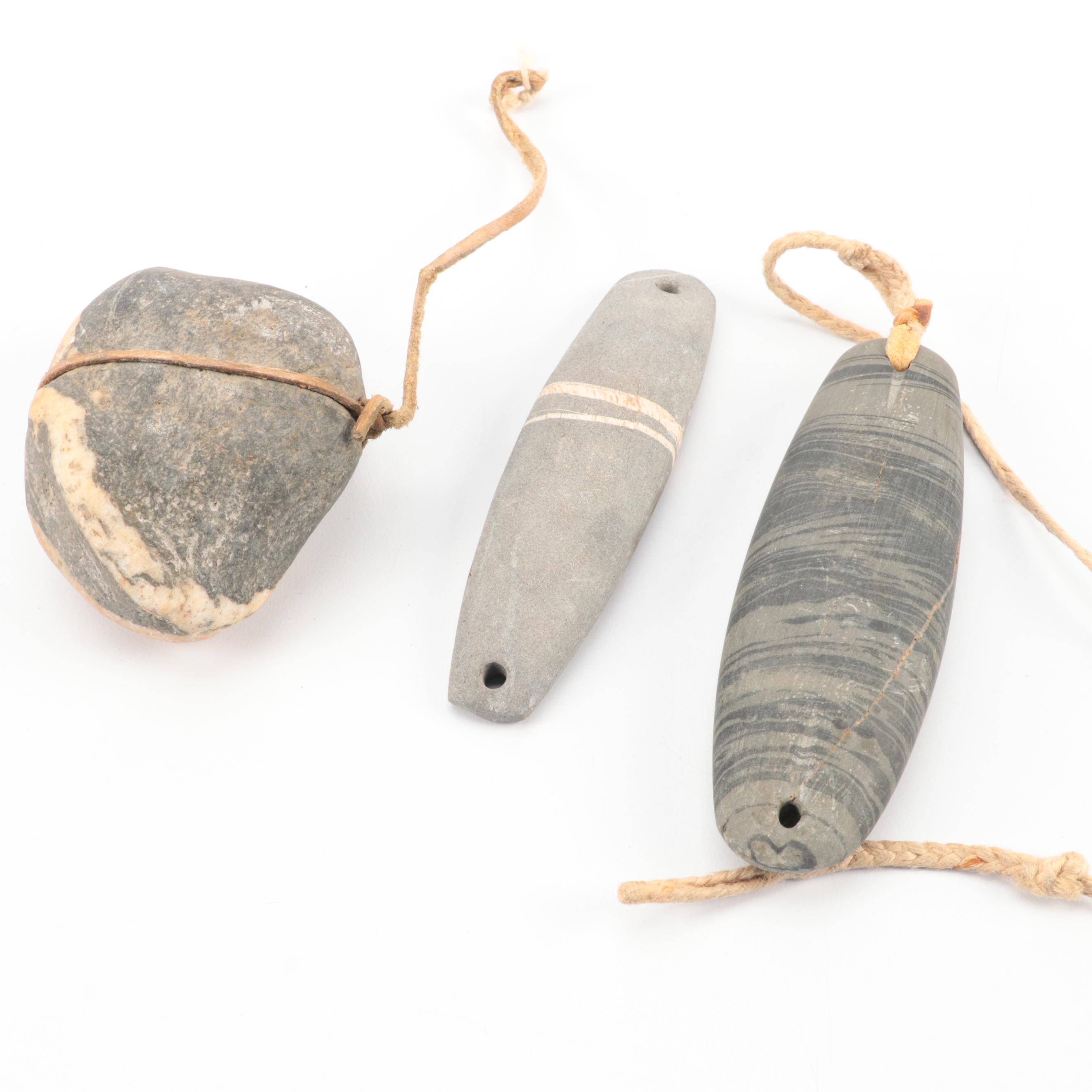 Alaskan Kukulik Wooden Artifacts With Nome Stone Hand-Carved Sinkers, More