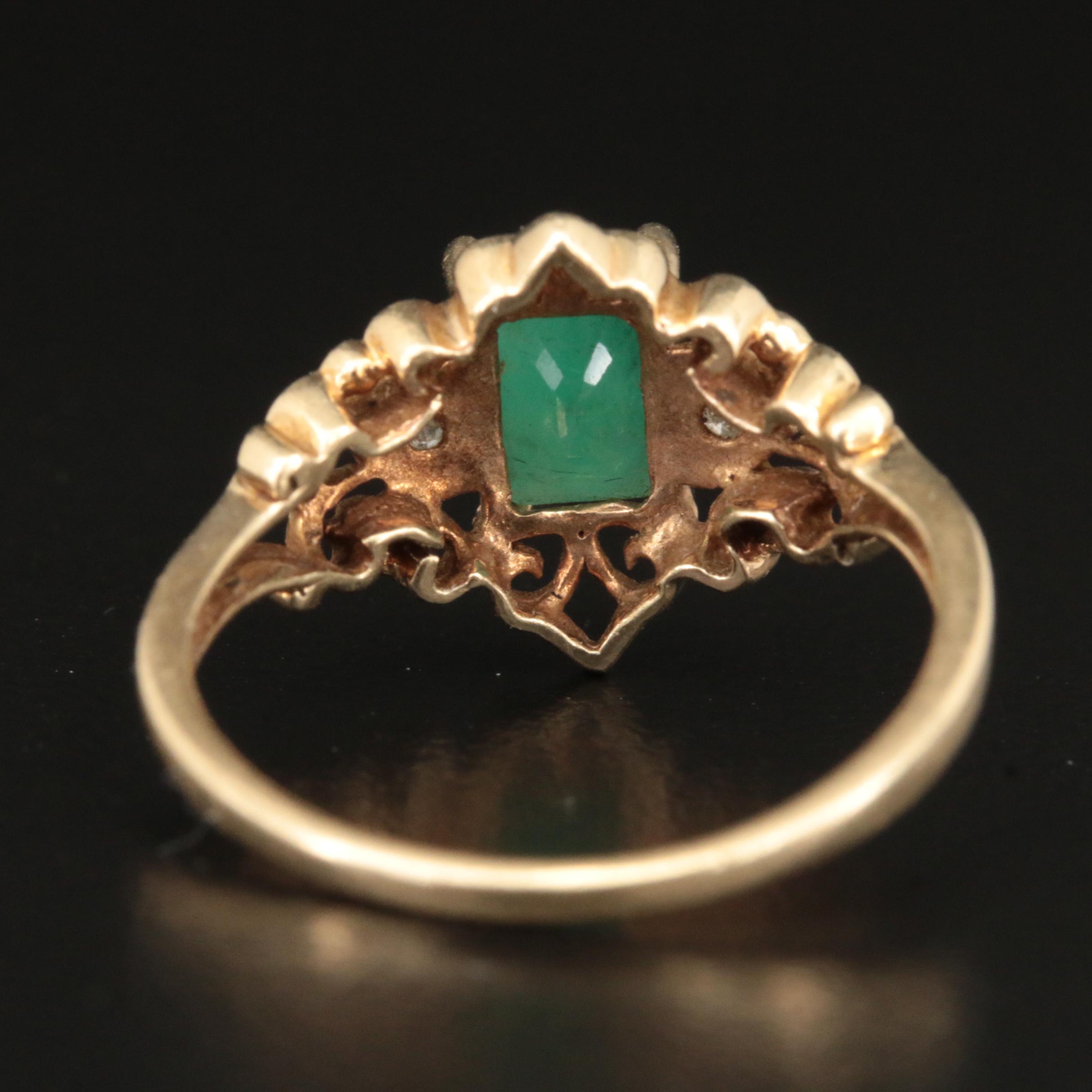 10K Emerald and Diamond Ring