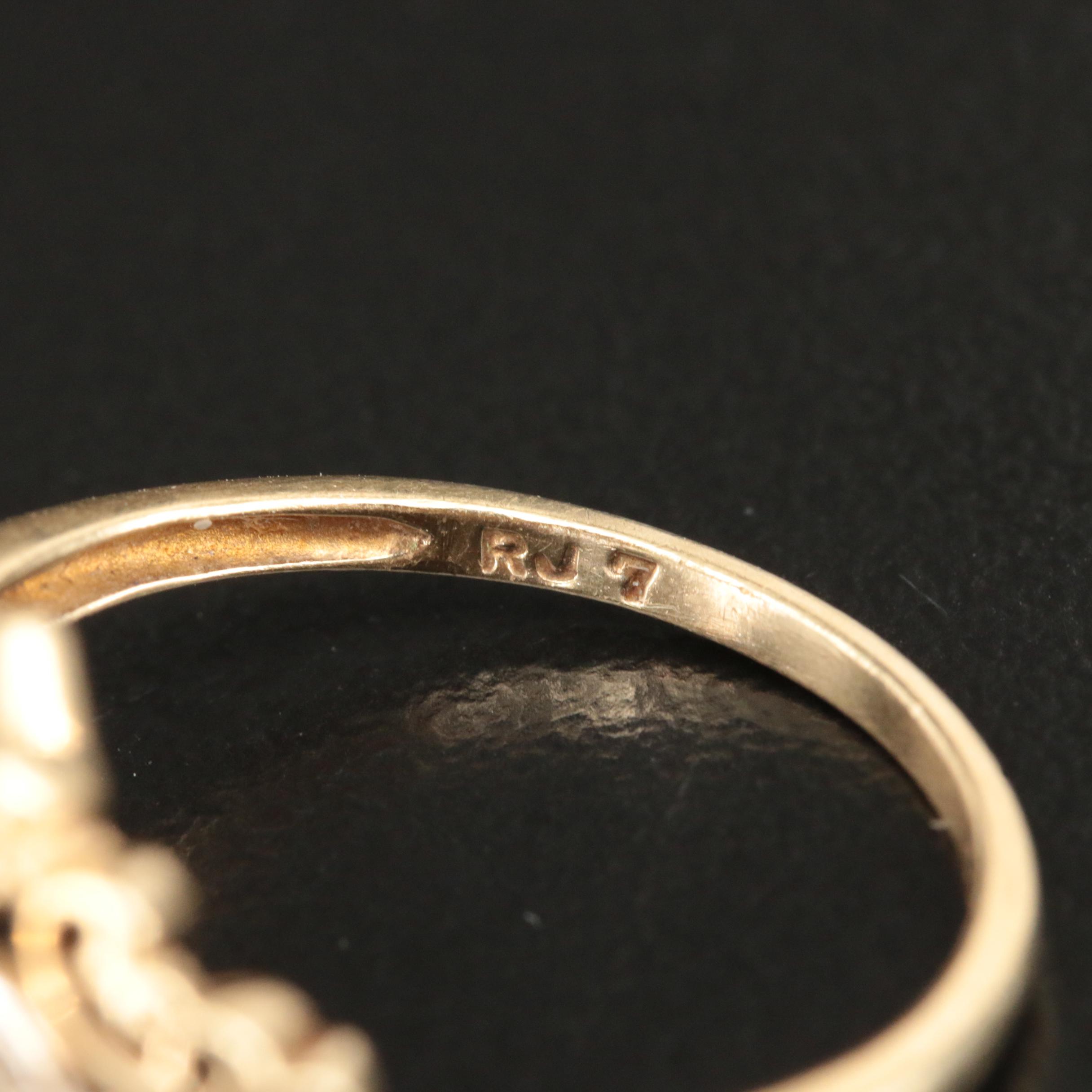 10K Emerald and Diamond Ring