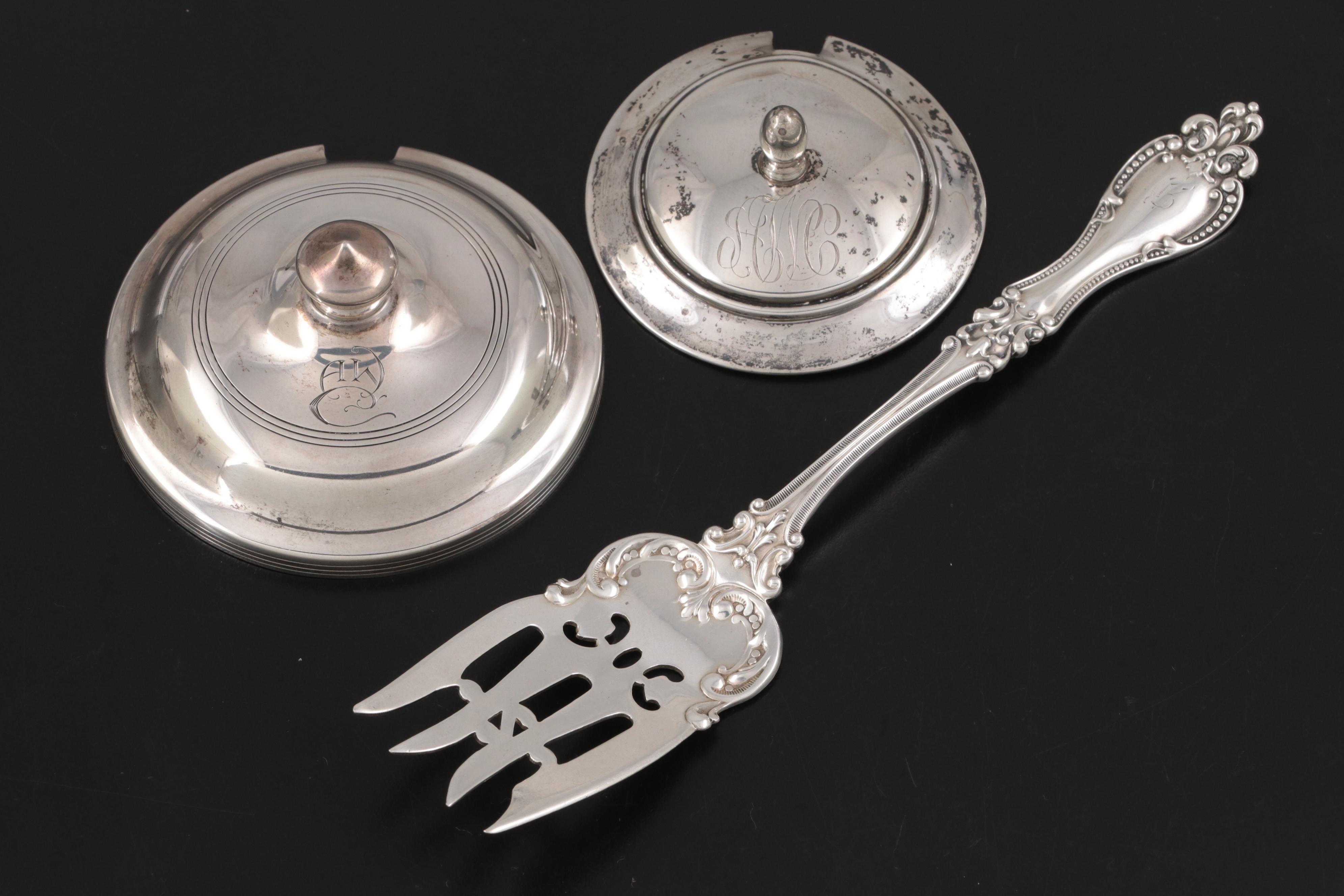 American Sterling Silver Tableware with Pierced Silver Plate Basket