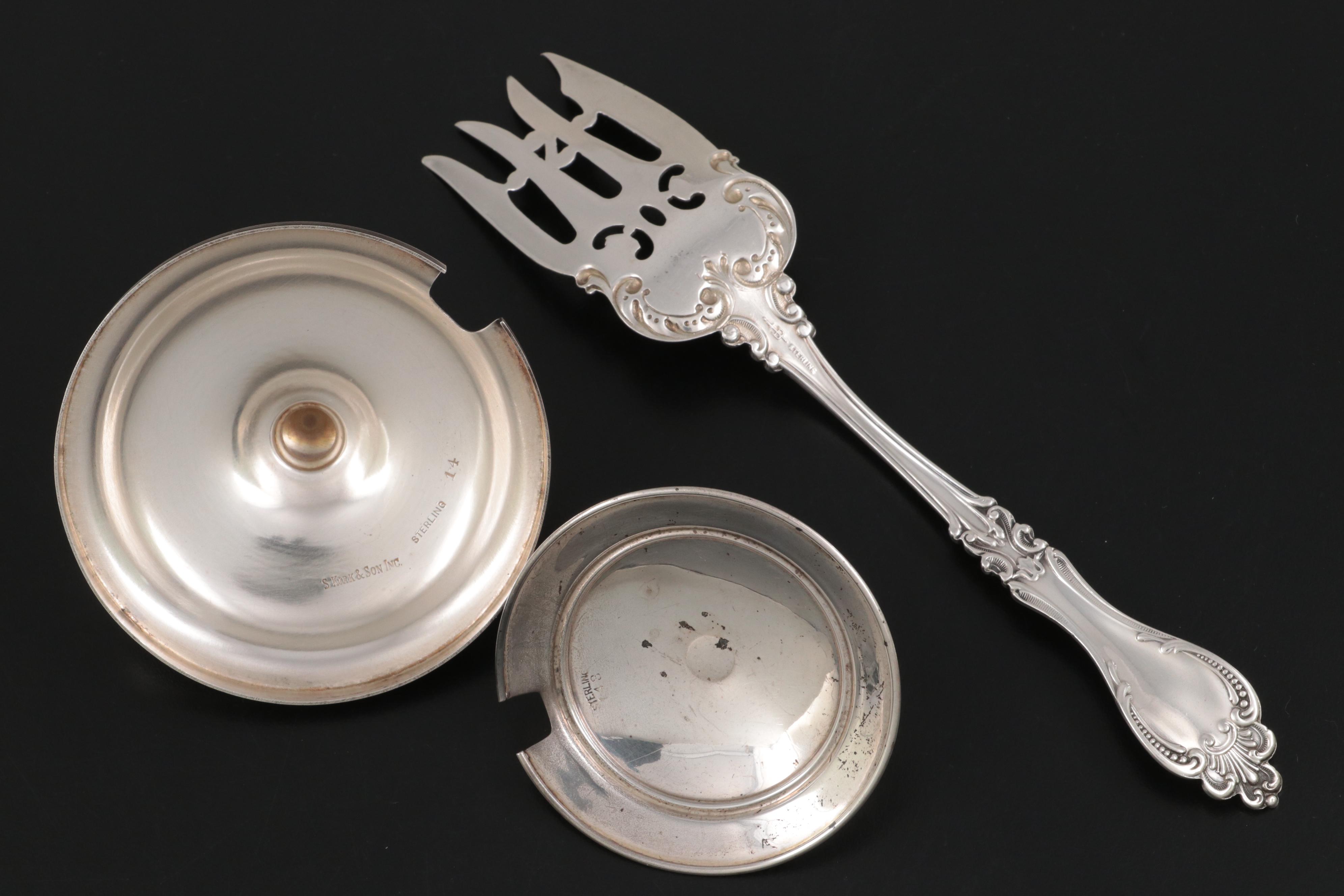 American Sterling Silver Tableware with Pierced Silver Plate Basket