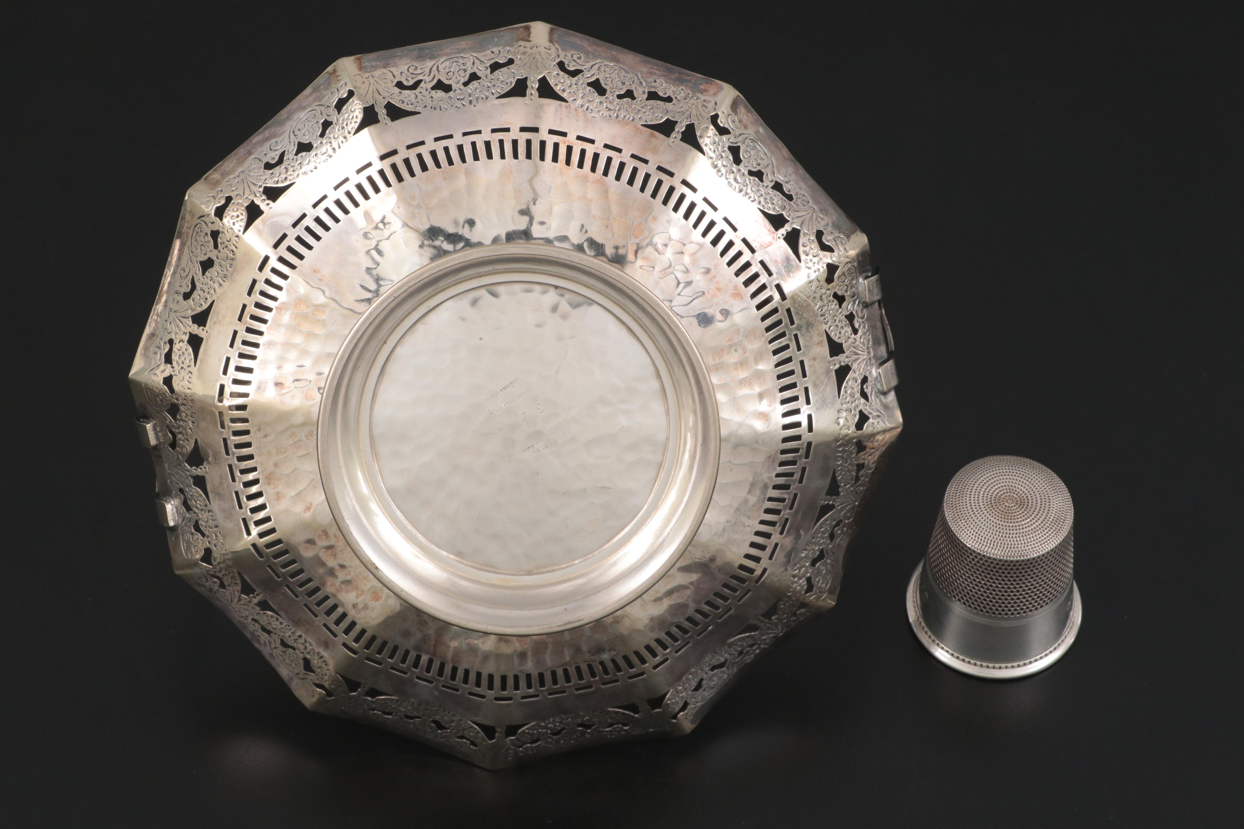 American Sterling Silver Tableware with Pierced Silver Plate Basket