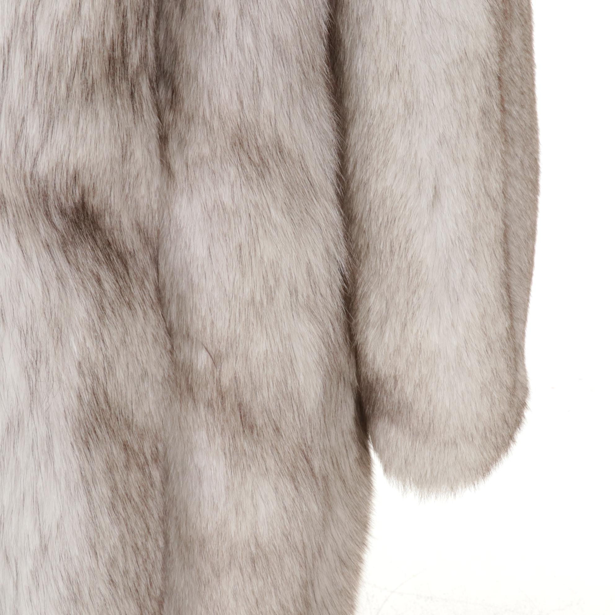 Blue and Arctic Fox Fur Full-Length Coat by Flemington Furs with Tuxedo Collar