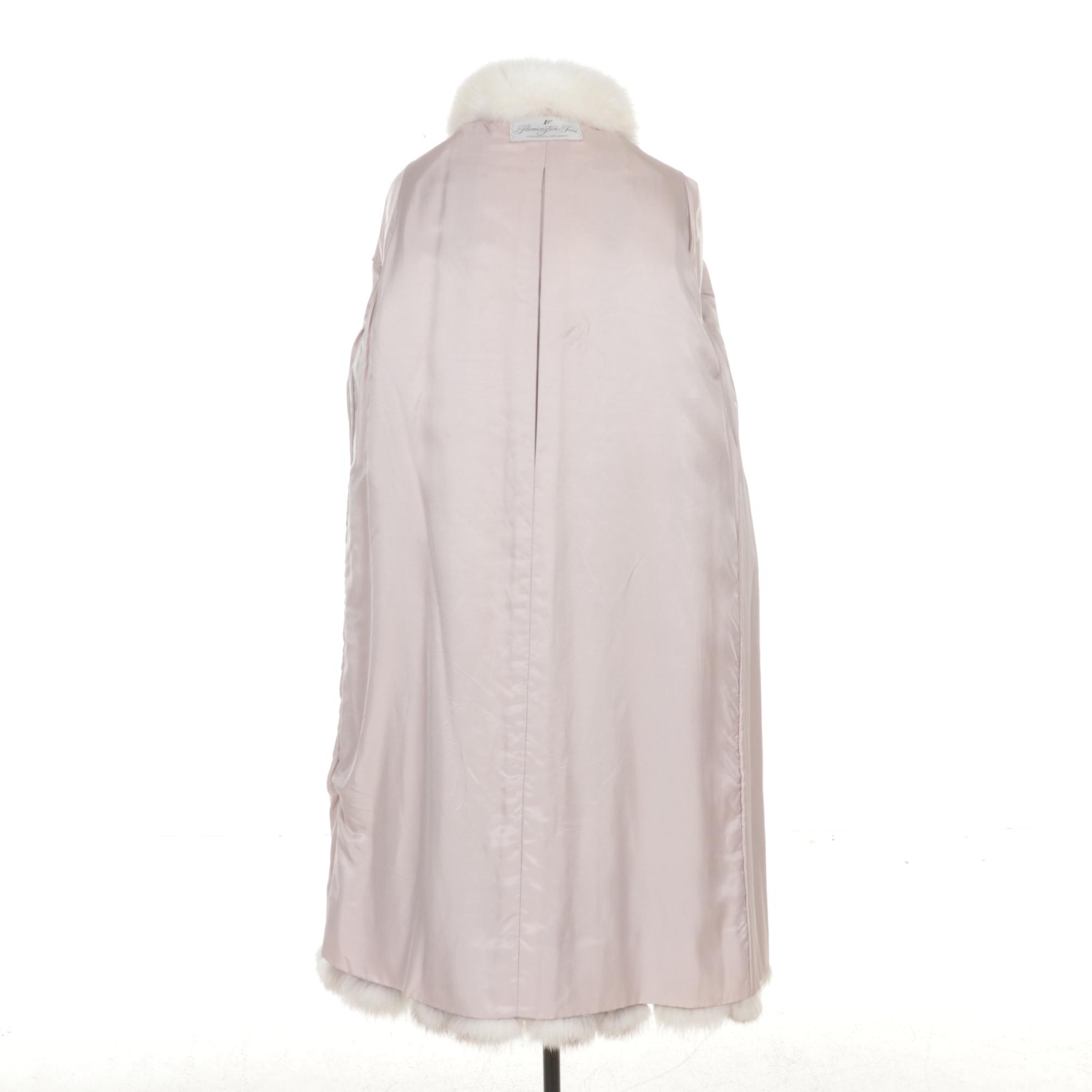 Blue and Arctic Fox Fur Full-Length Coat by Flemington Furs with Tuxedo Collar