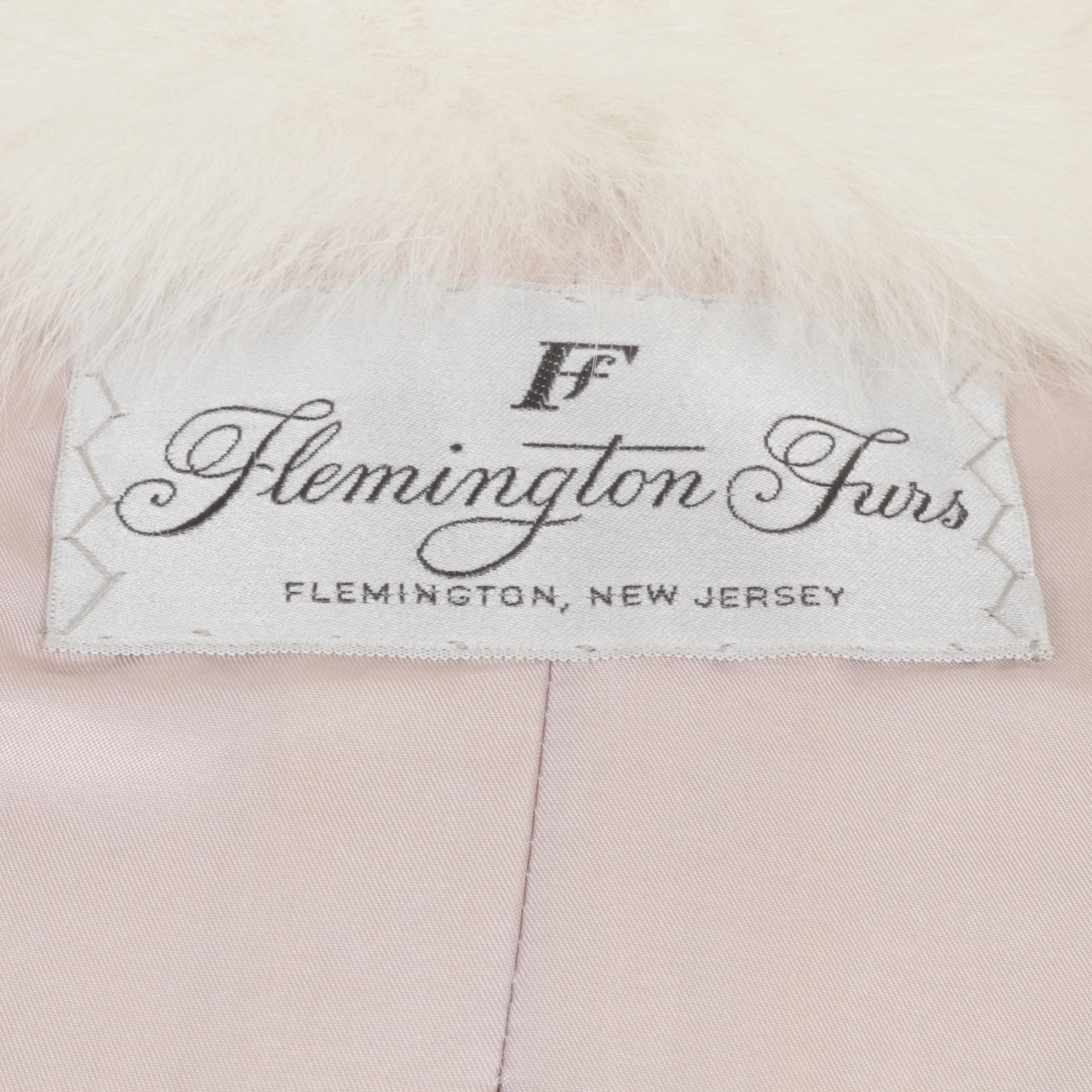 Blue and Arctic Fox Fur Full-Length Coat by Flemington Furs with Tuxedo Collar