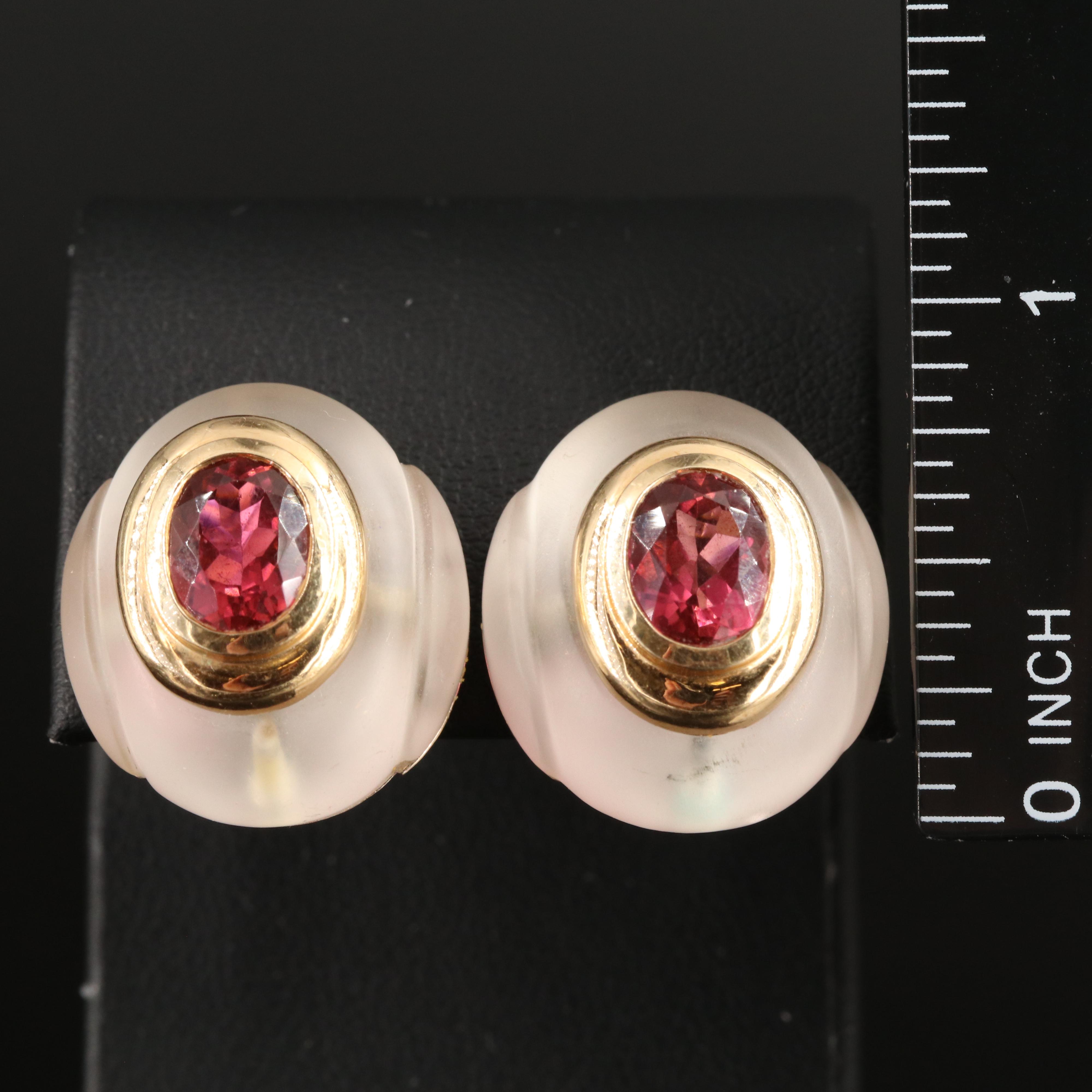 14K Tourmaline and Rock Crystal Quartz Earrings