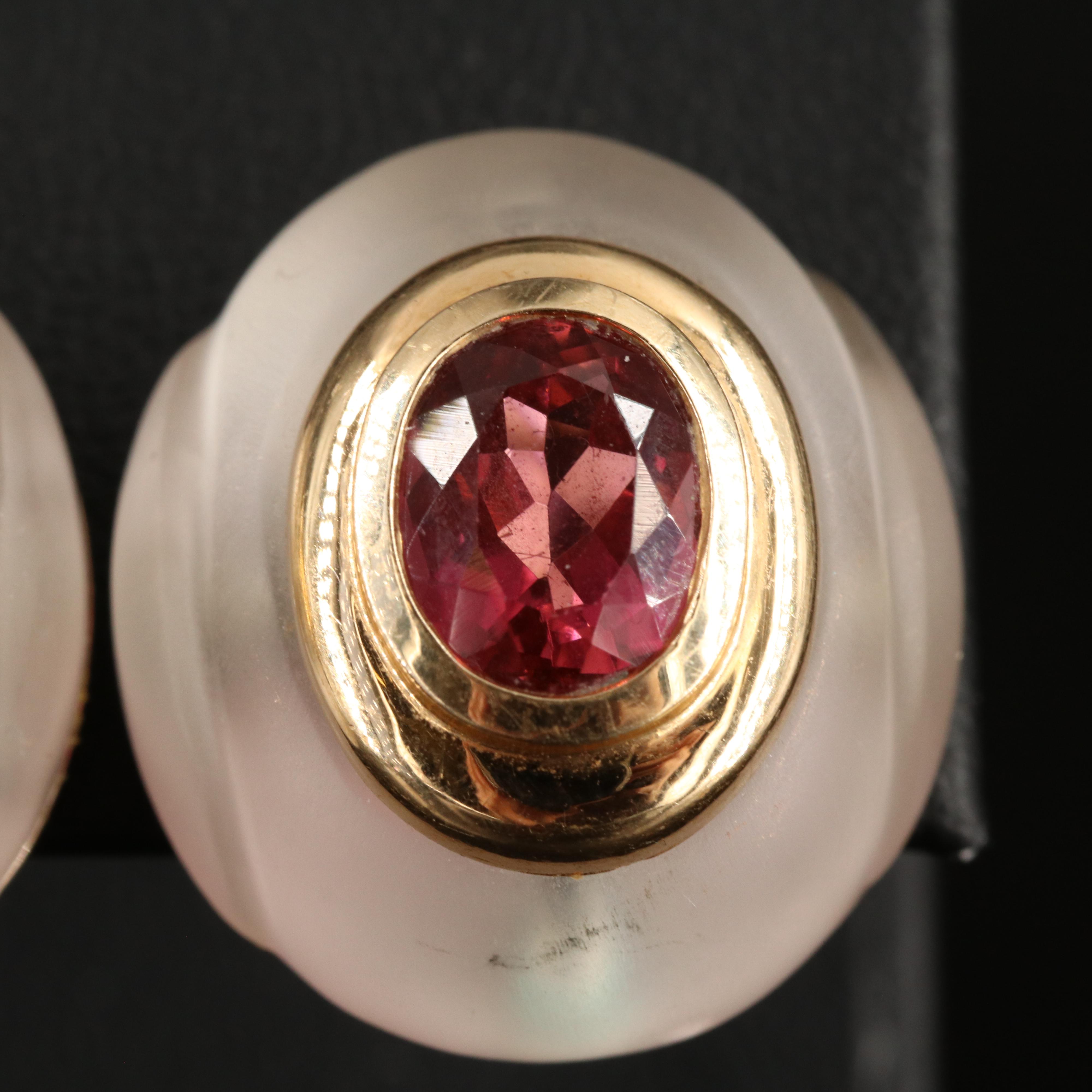 14K Tourmaline and Rock Crystal Quartz Earrings