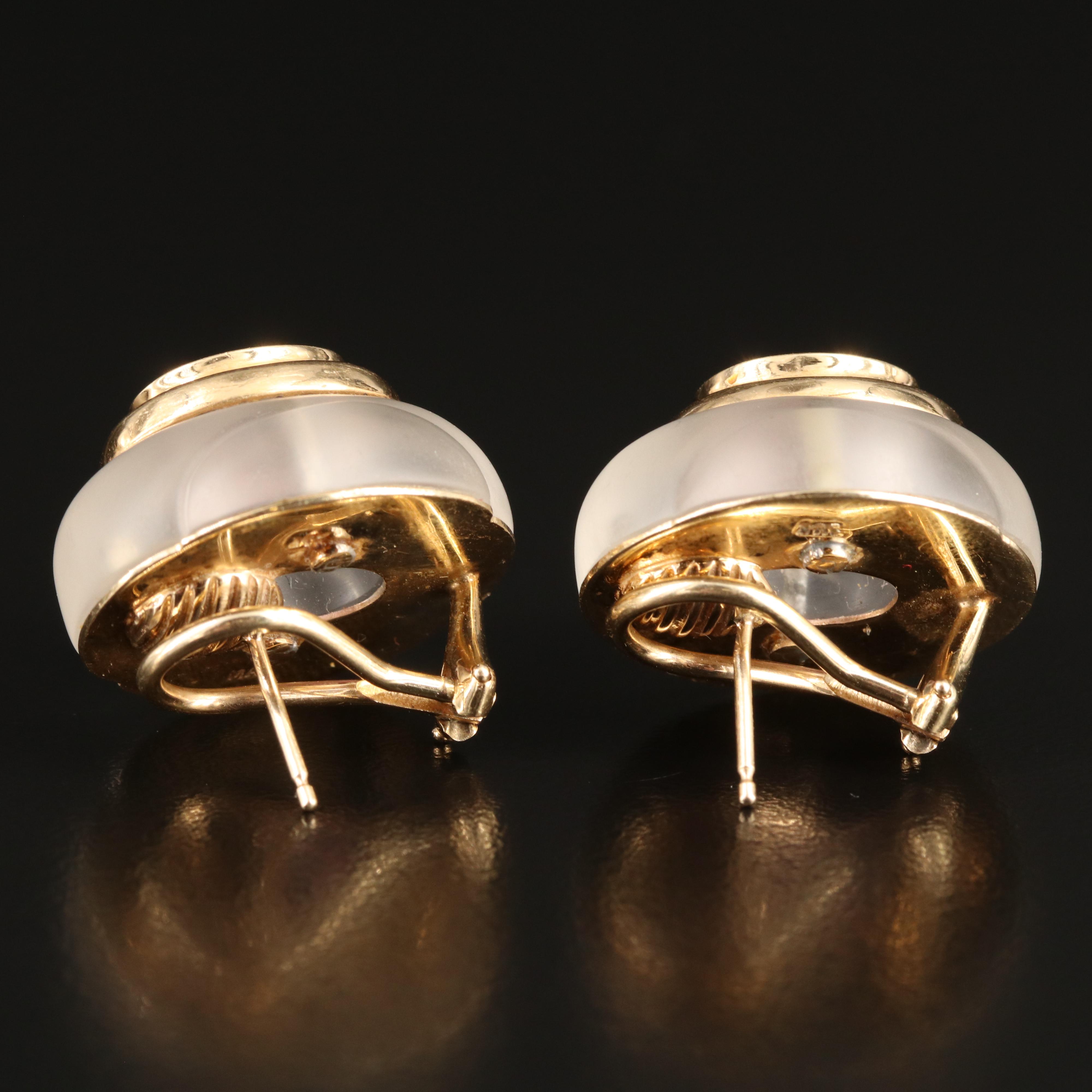 14K Tourmaline and Rock Crystal Quartz Earrings