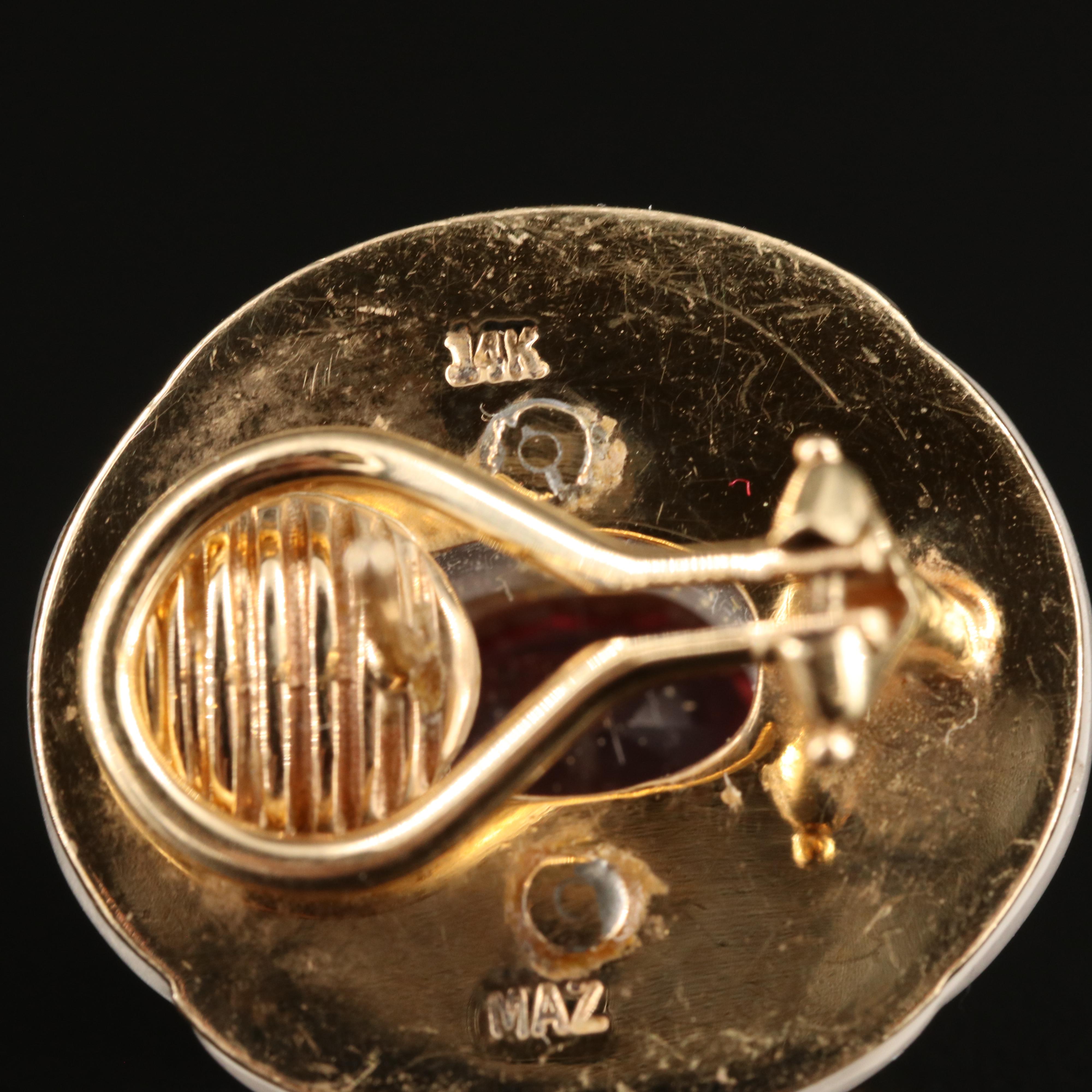 14K Tourmaline and Rock Crystal Quartz Earrings