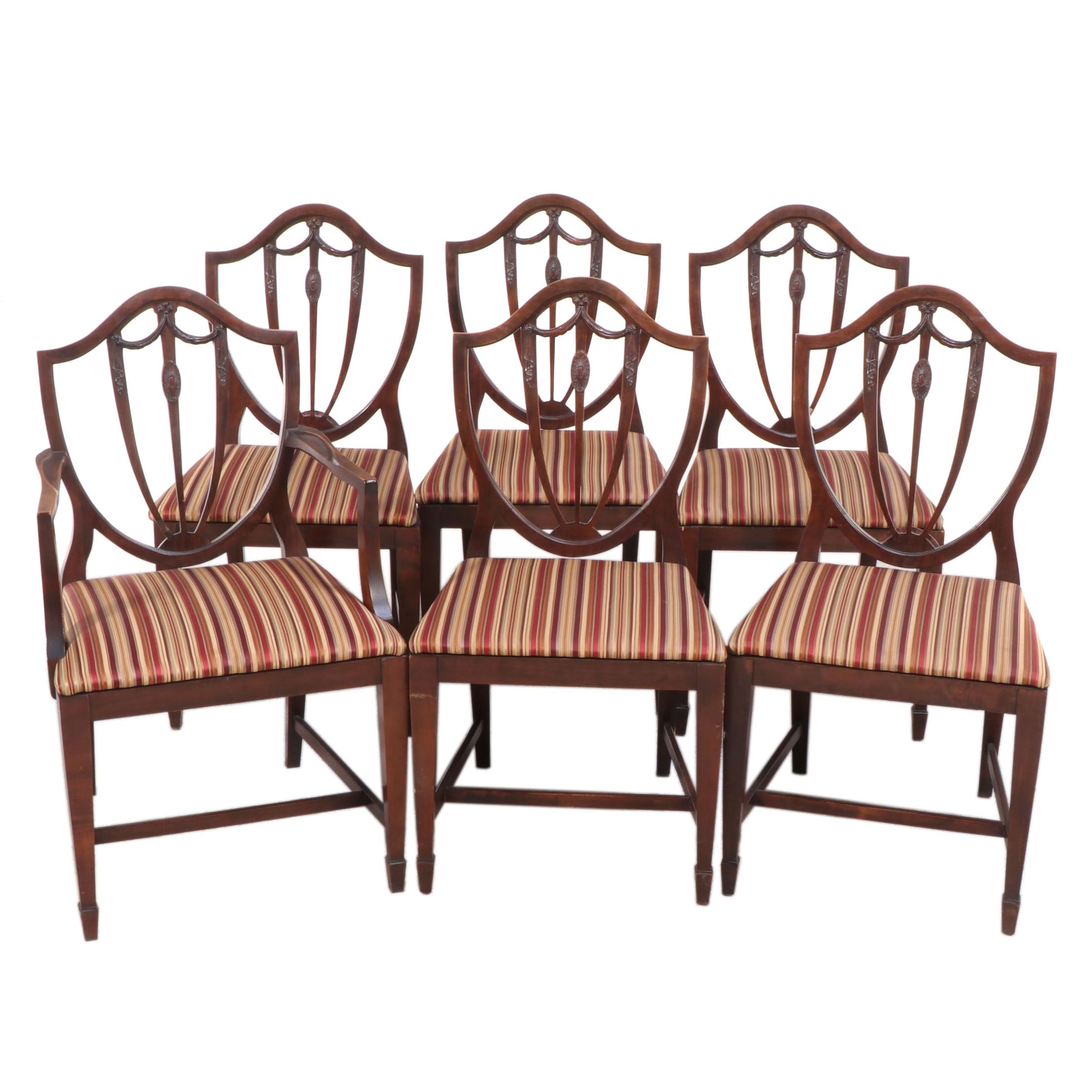 Six Hepplewhite Style Hardwood Dining Chairs