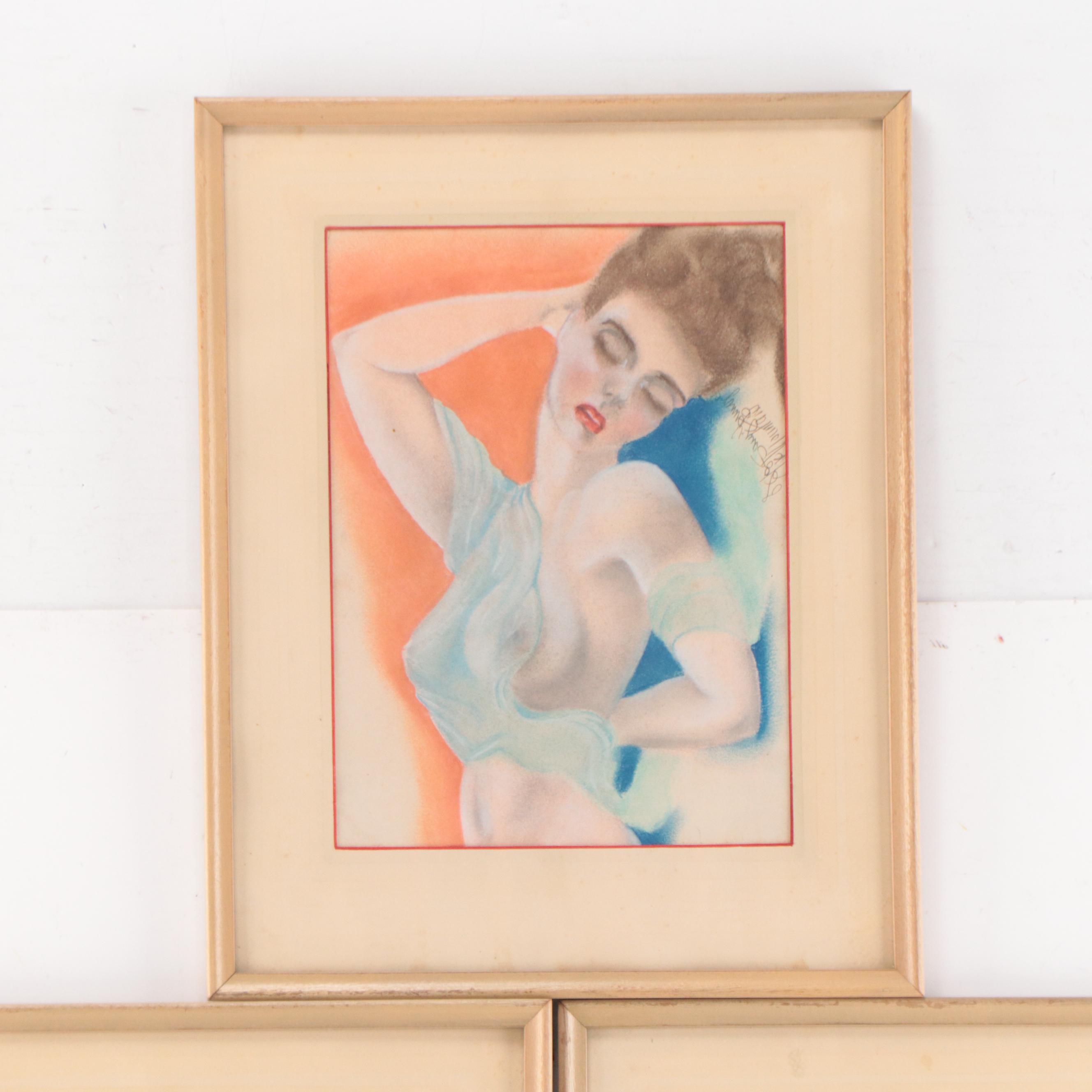 Figure and Portrait Pastel Drawings, Late 20th Century