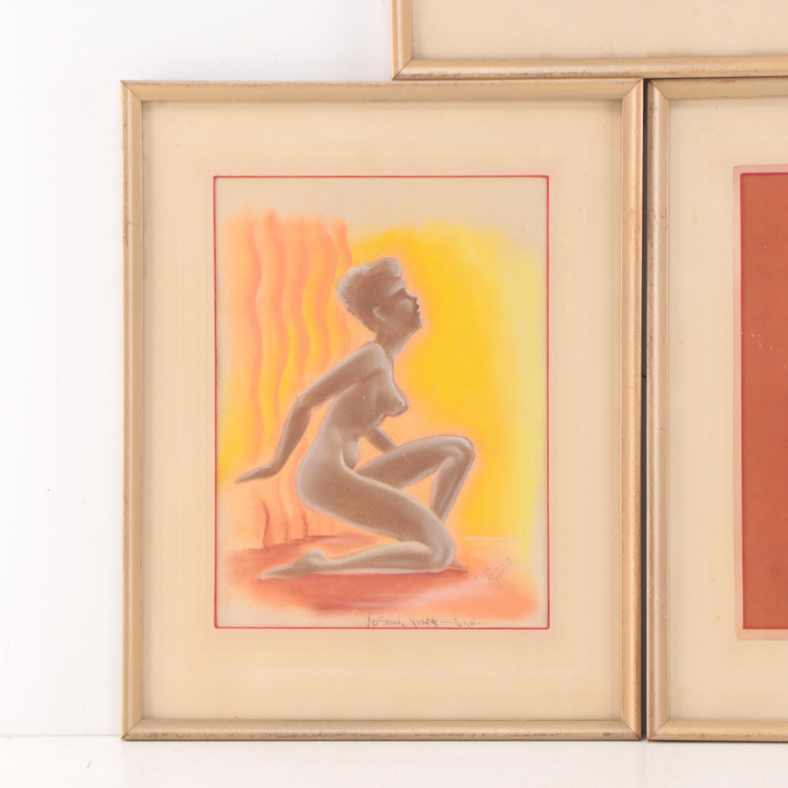 Figure and Portrait Pastel Drawings, Late 20th Century