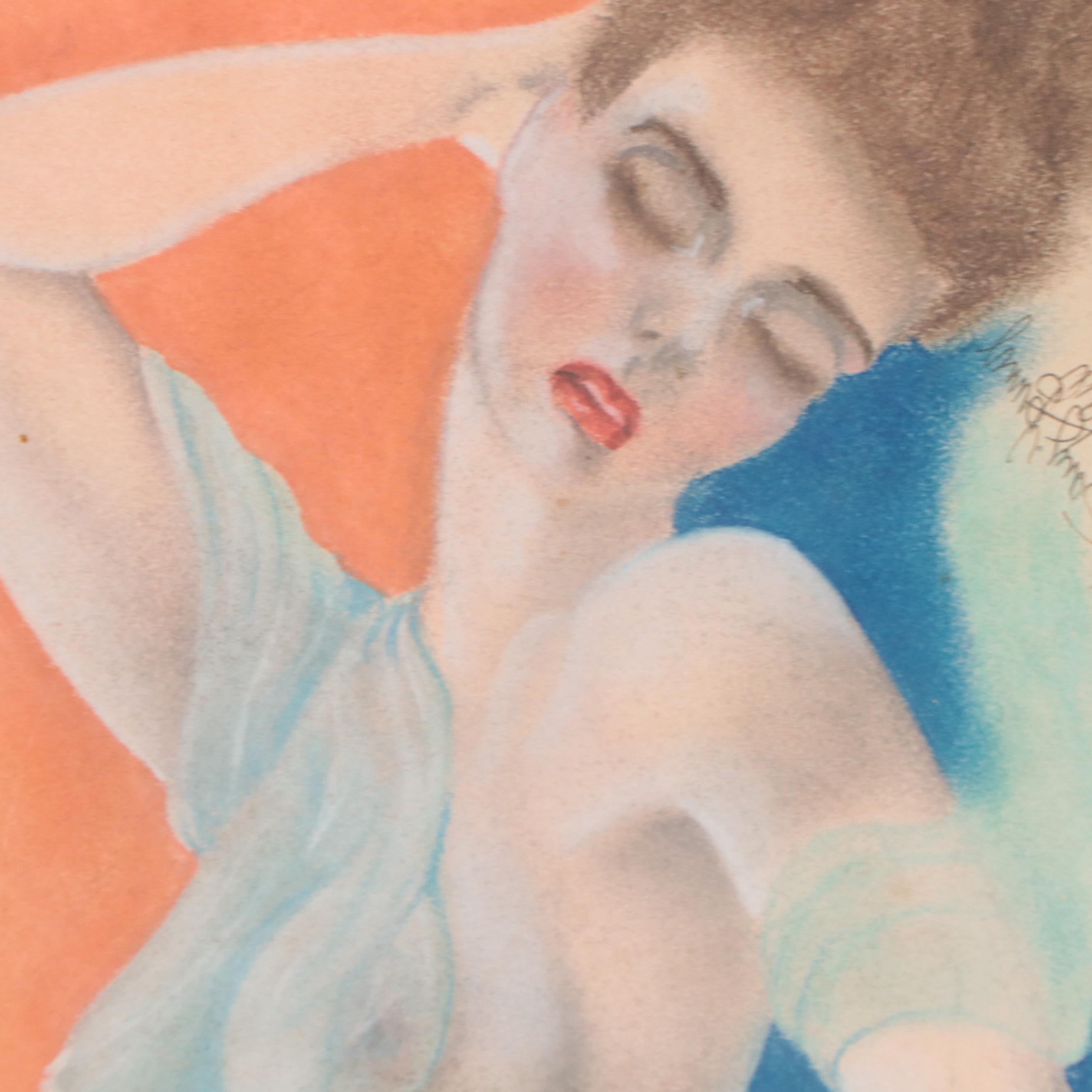 Figure and Portrait Pastel Drawings, Late 20th Century