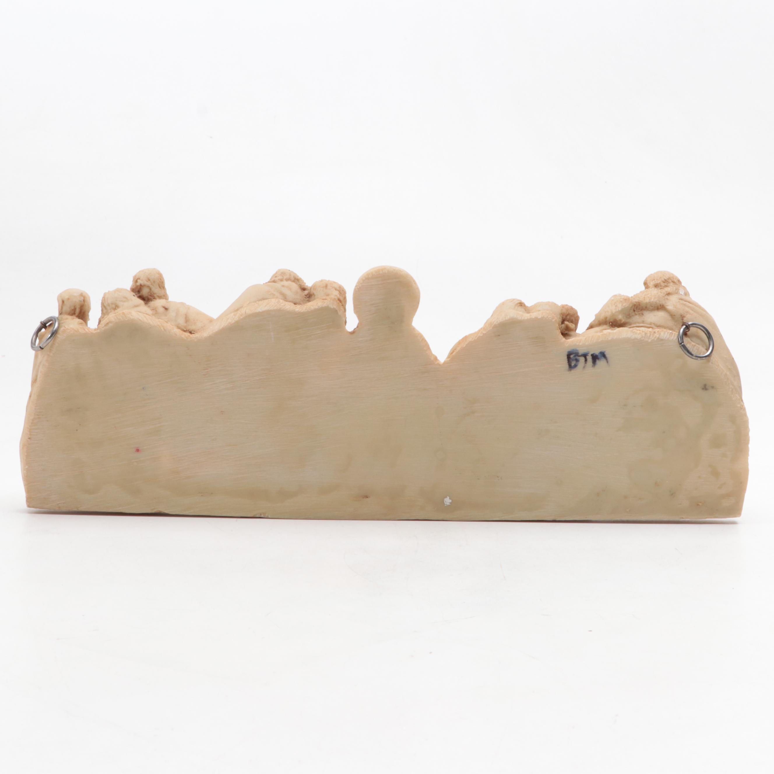 Ardalt Ceramic Angel Figurines with "The Last Supper" Resin Wall Hanging